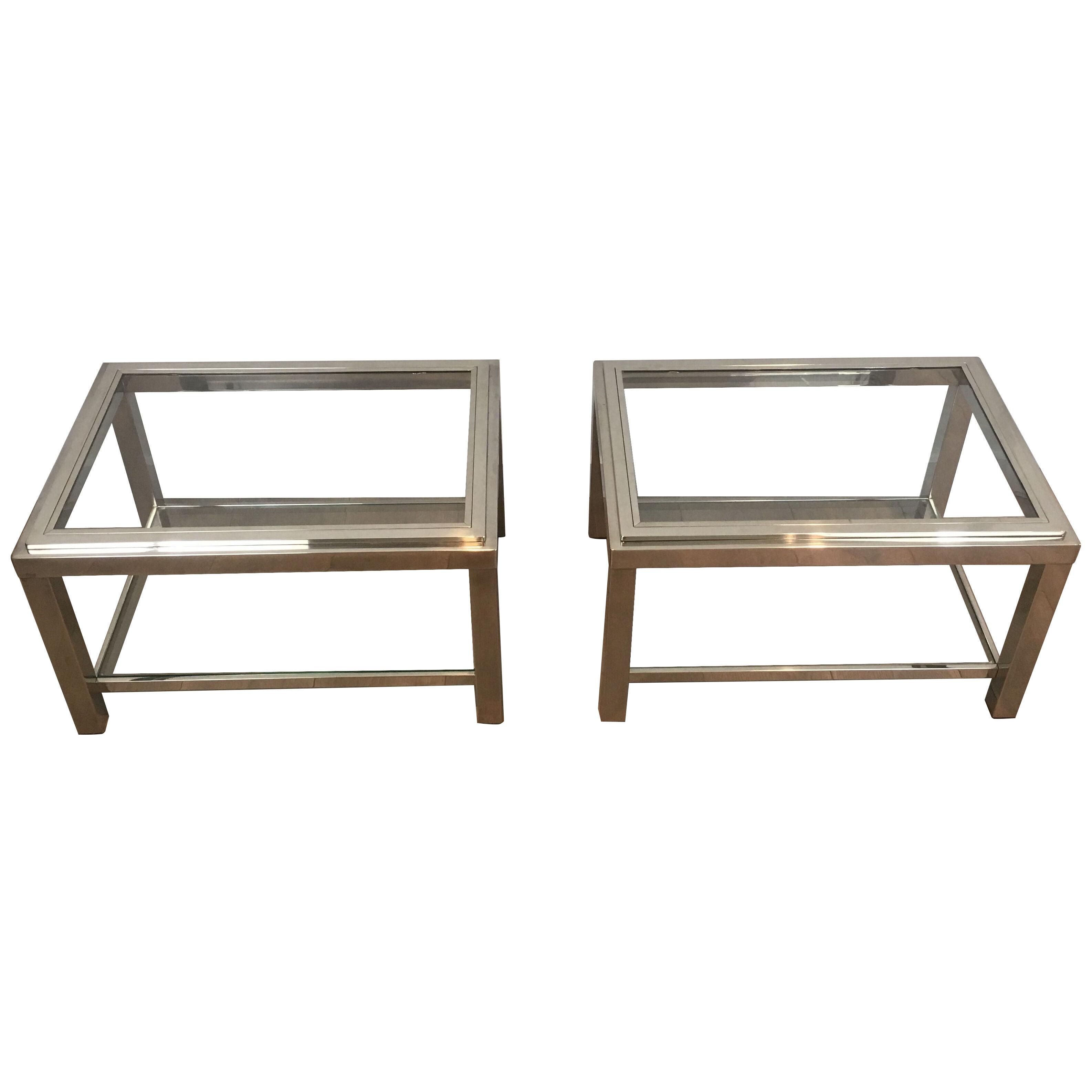 Pair of Chrome Side Tables