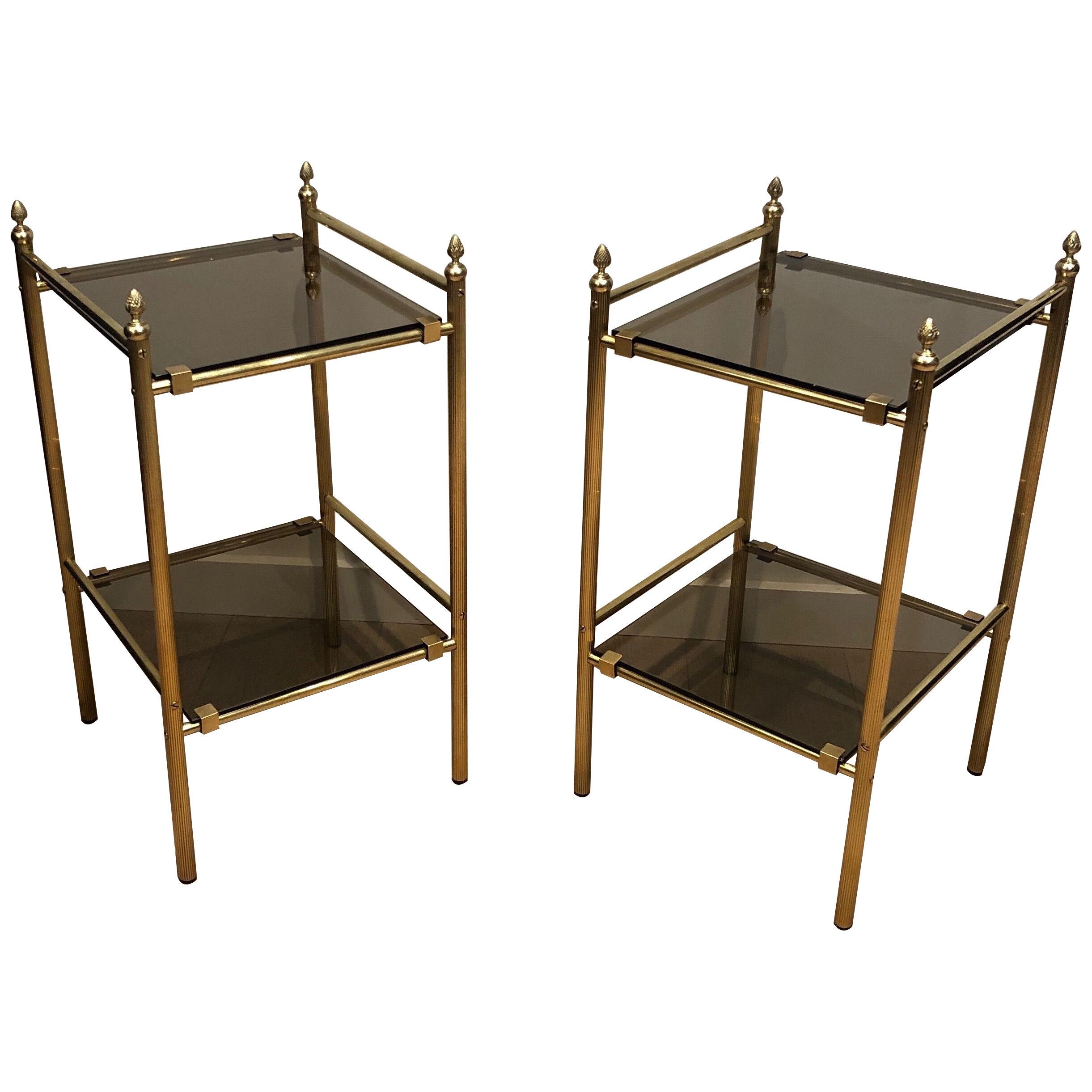 Pair of Brass Side Tables In the style of Maison Jansen
