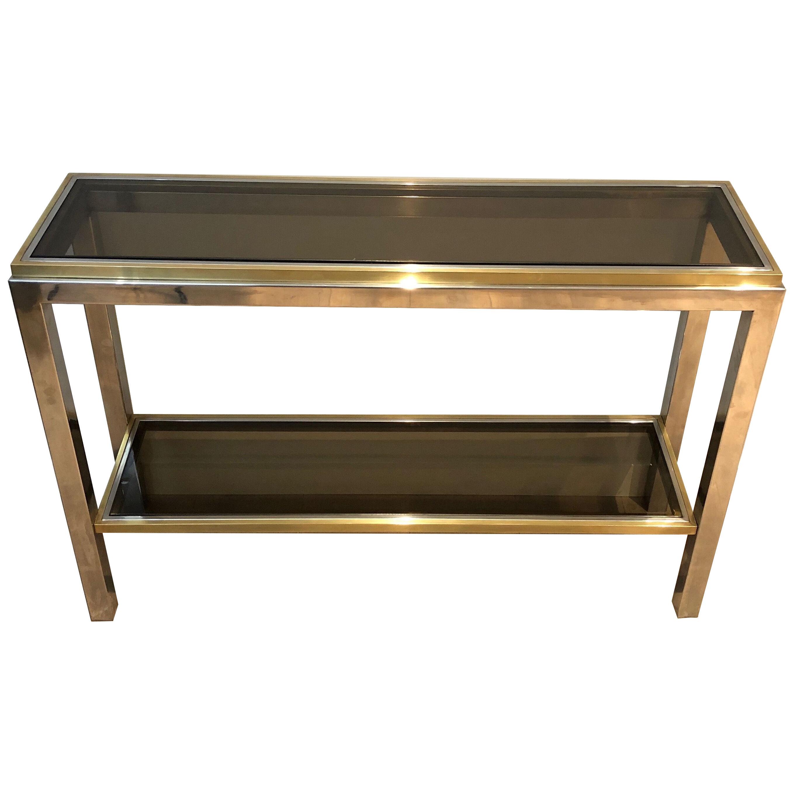 Chrome and Brass Console Table by Willy Rizzo. Circa 1970