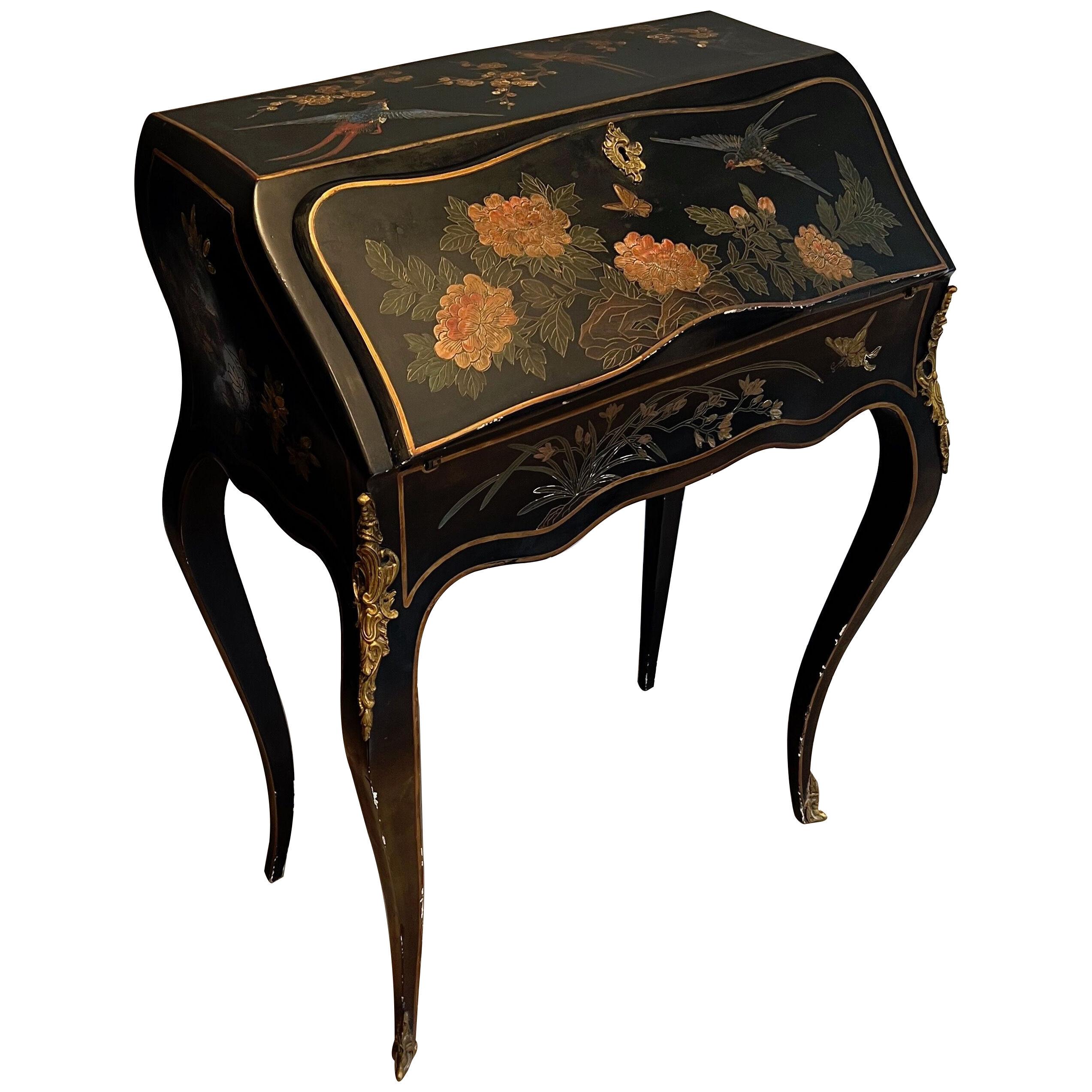 Lacquered Secretaire with Chinese Decorations in the Style of Maison Jansen