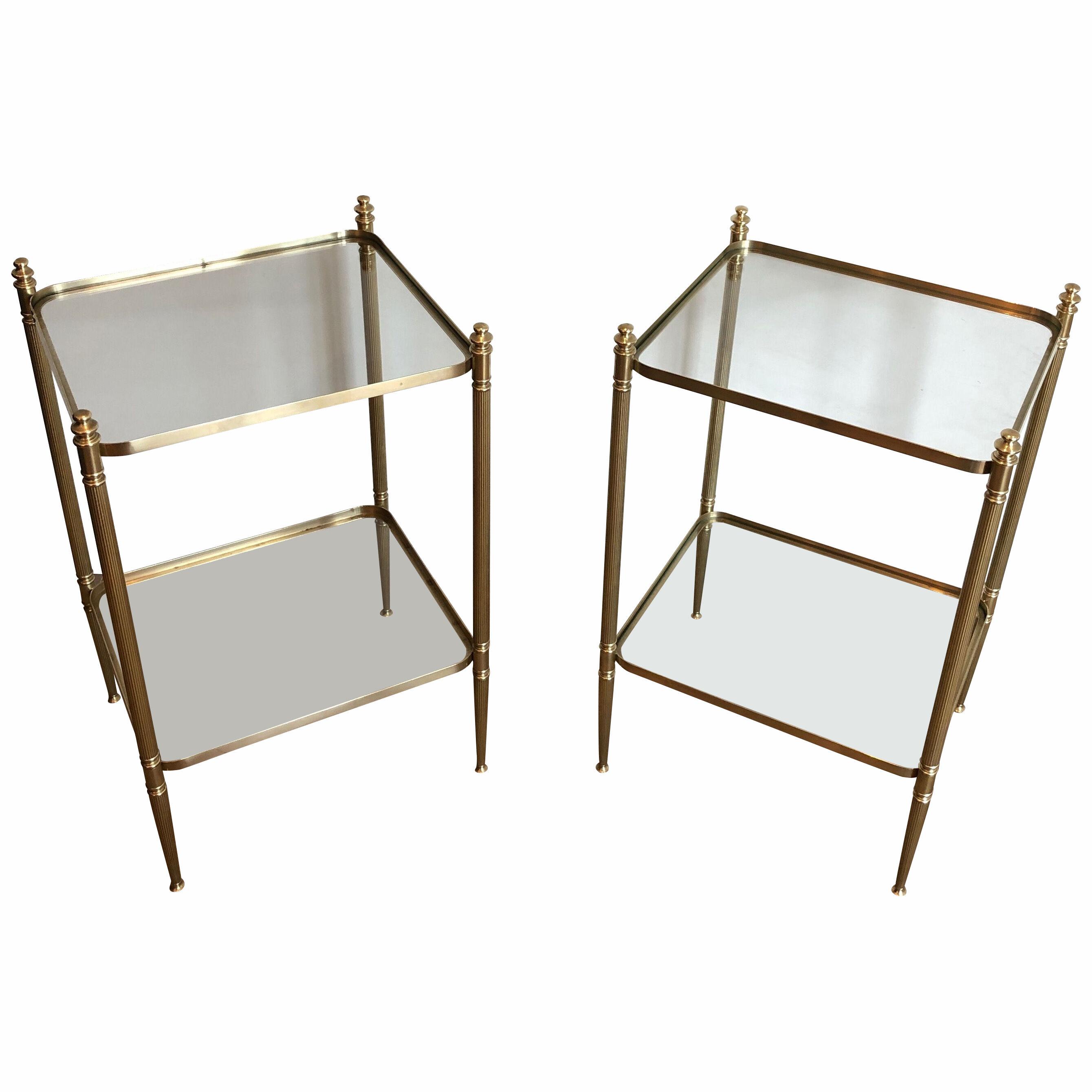 Pair of Neoclassical Style Brass Side Tables in the Style of Maison Jansen