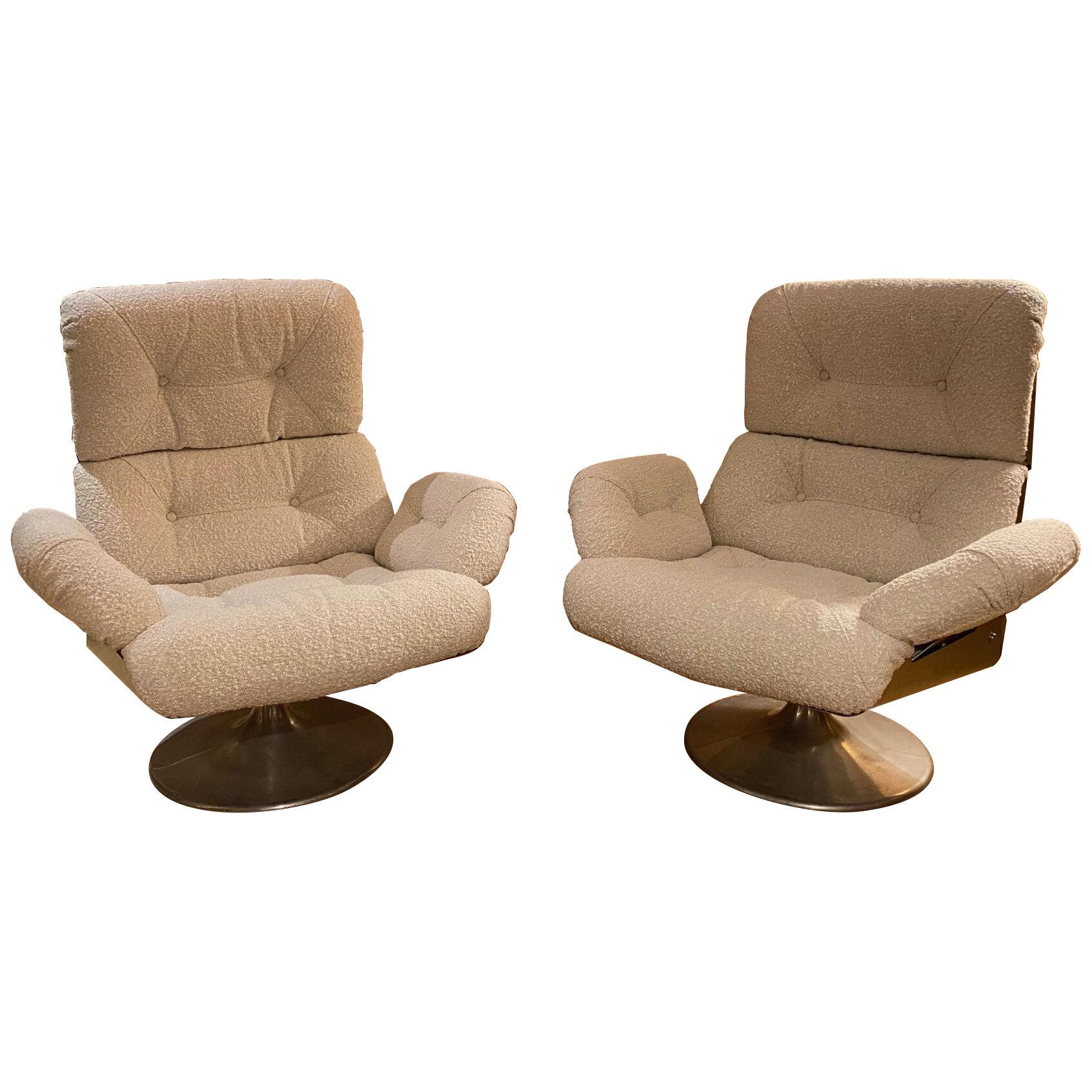 Pair of High Slipper Chairs by Xavier Féal, France, 1970s