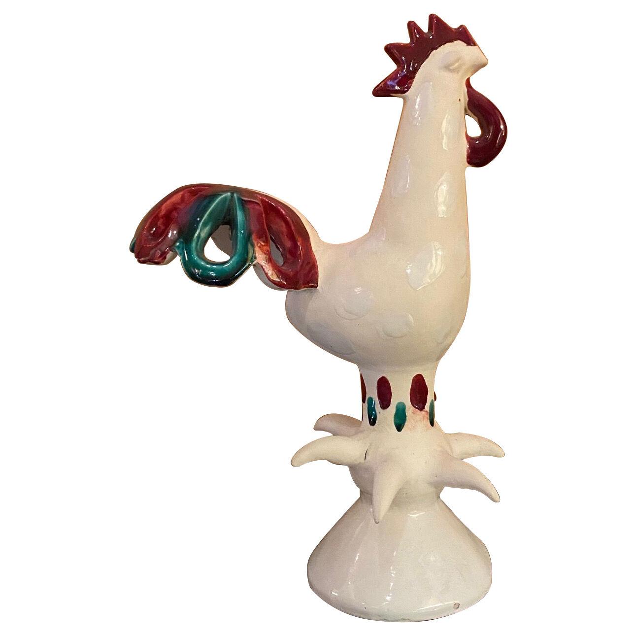 Ceramic Rooster Sculpture by Roger Capron, Vallauris, France, 1960s