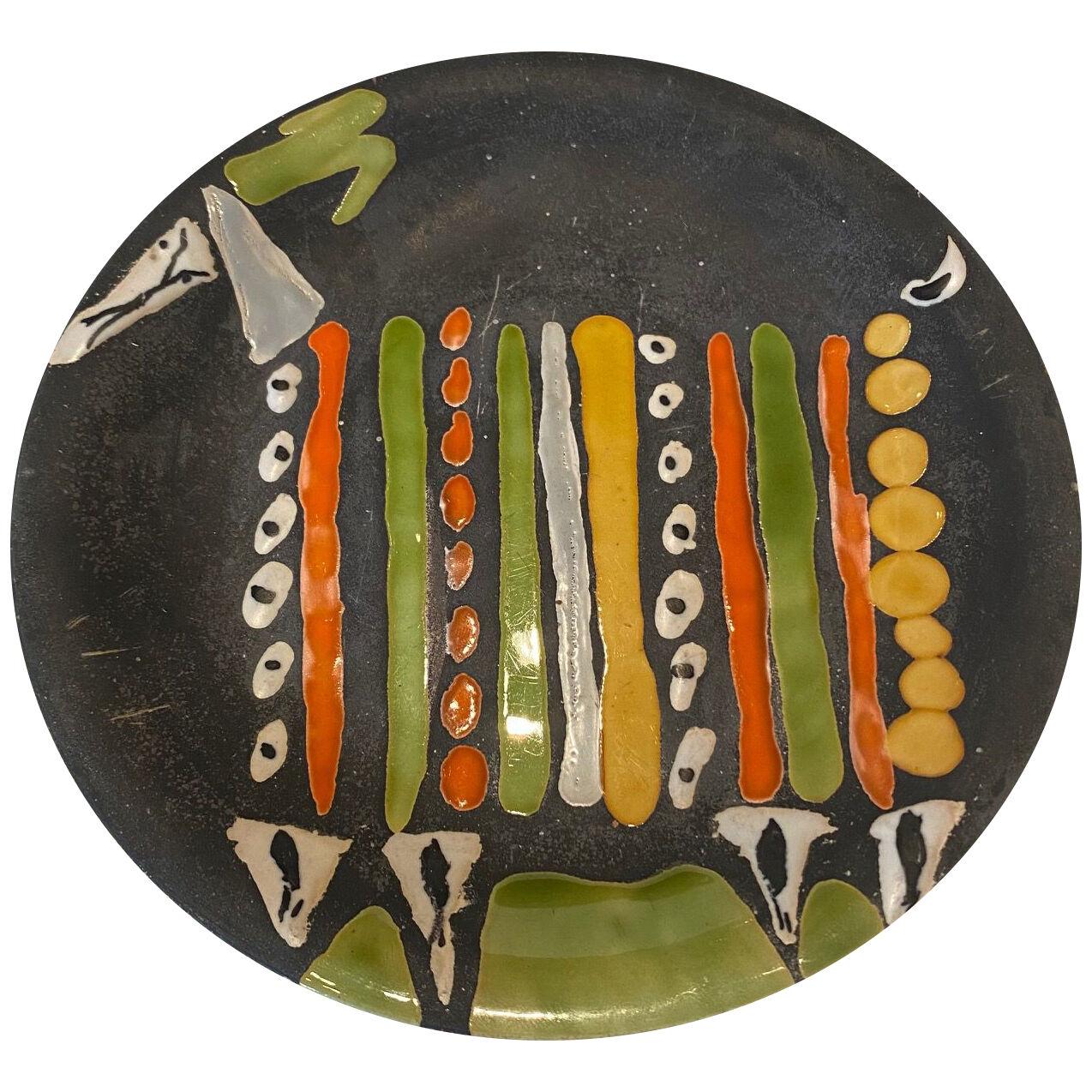Ceramic Plate by Roger Capron, Vallauris, France, 1960s