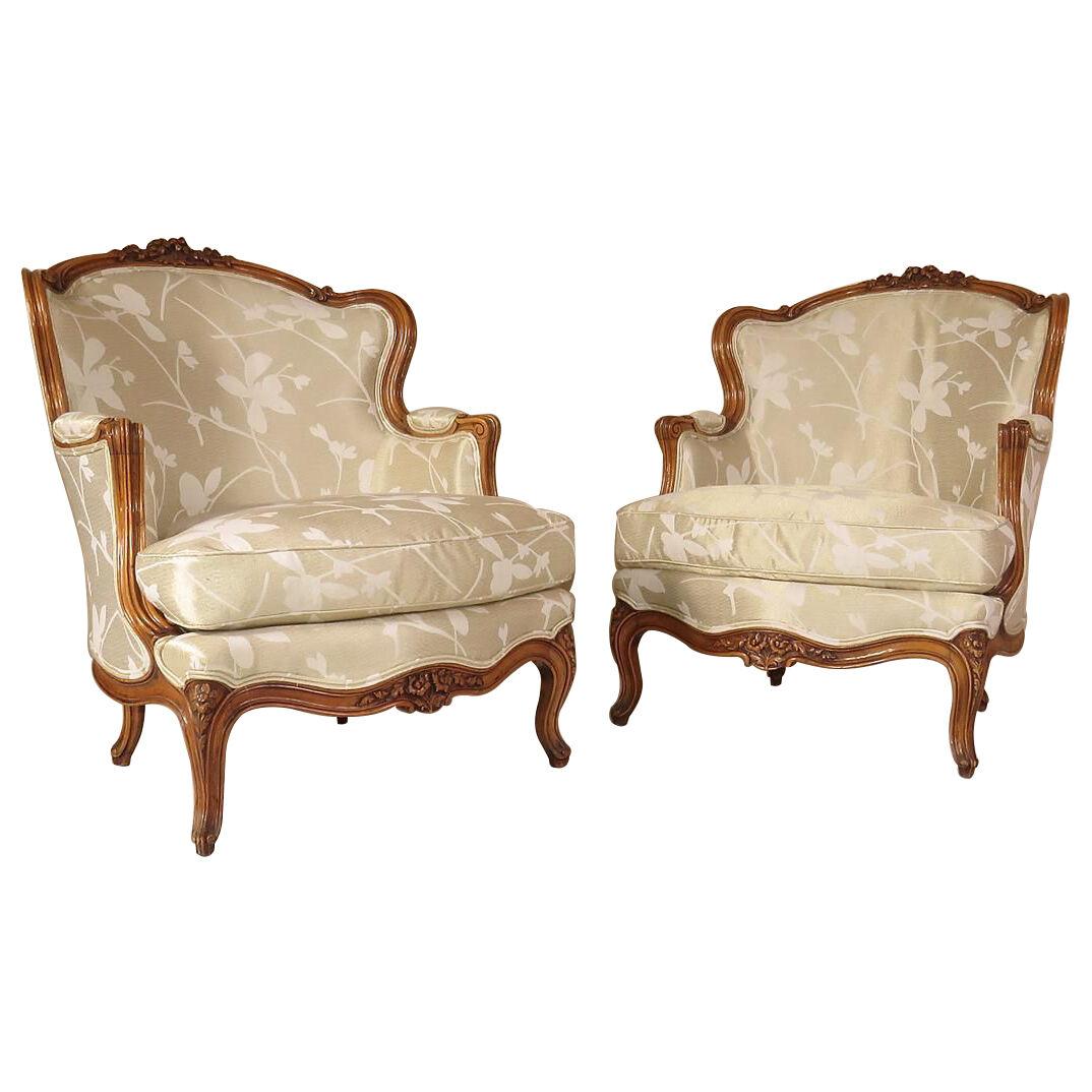 Pair of 19th Century French Walnut Fauteuils