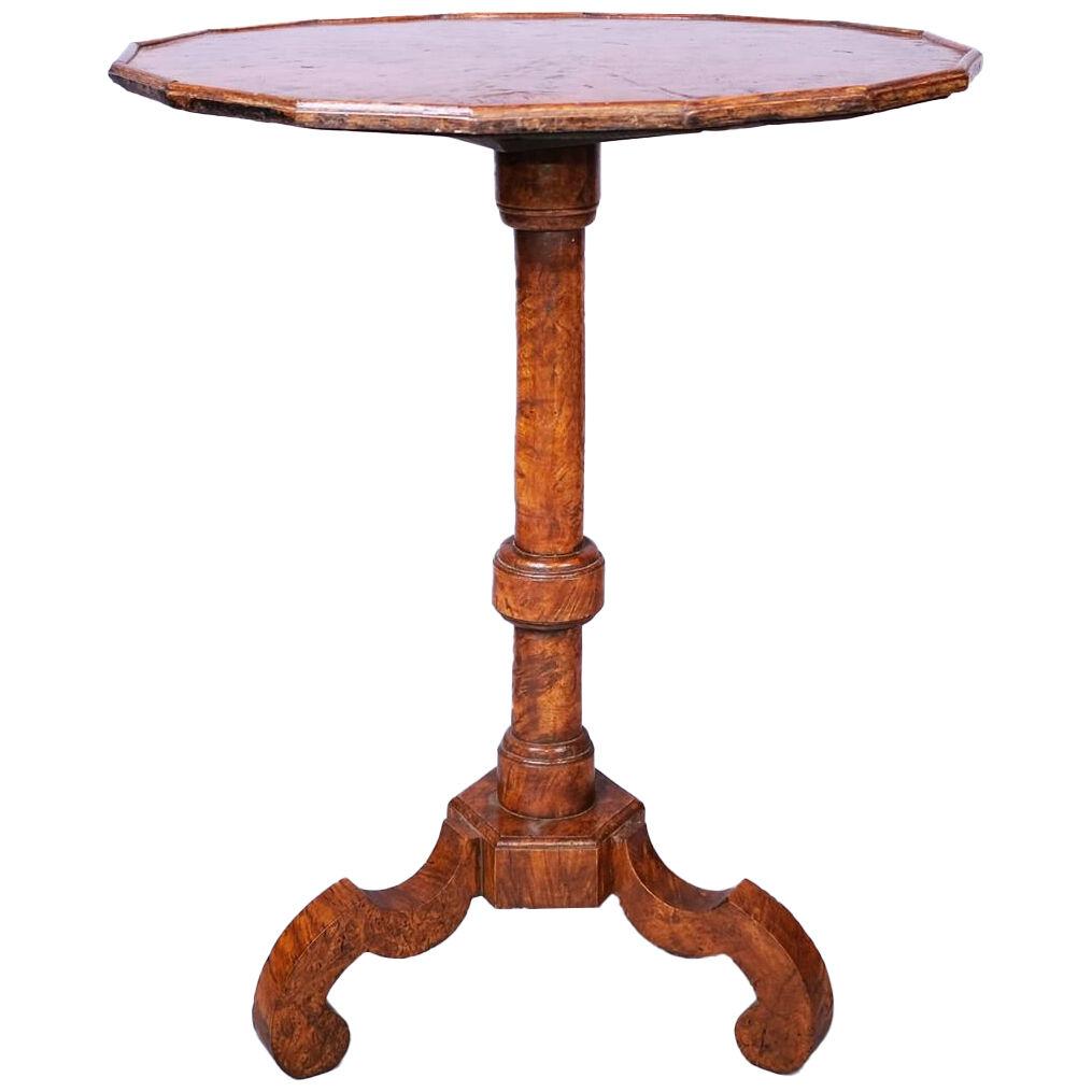 Early 18th Century Burr Elm Tripod Table
