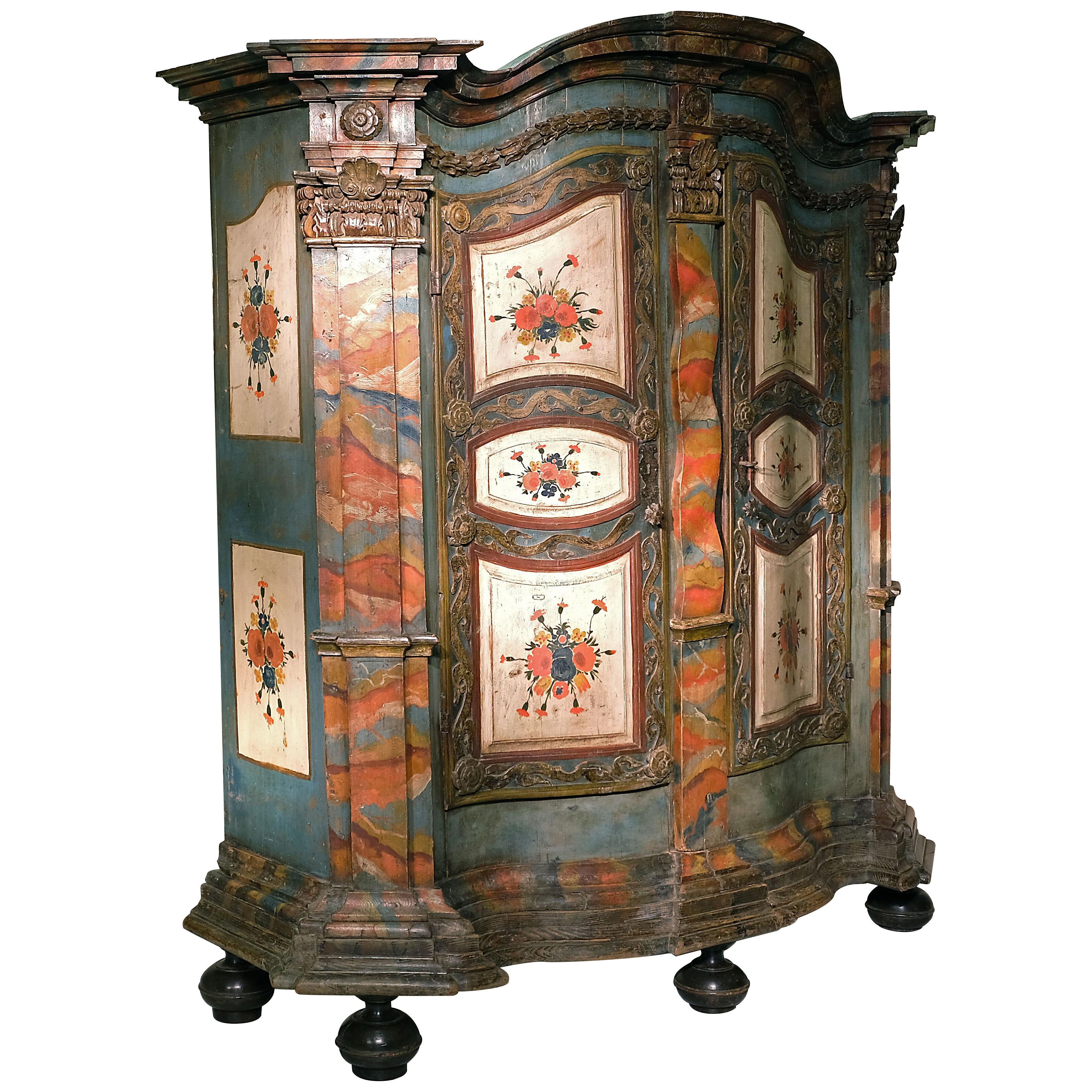 18th Century Tyrolean Painted Cupboard / Armoire
