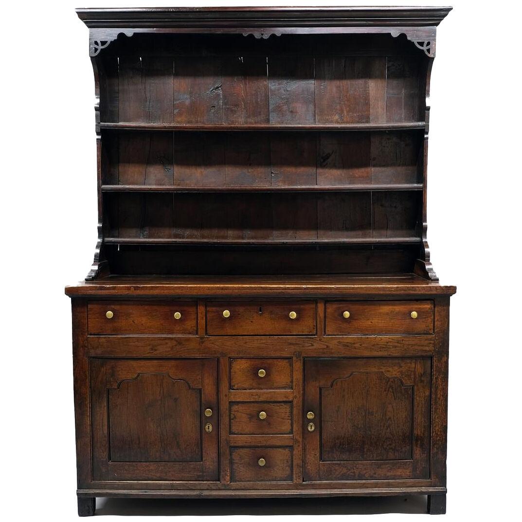 Mid 18th Century Oak Cupboard Dresser and Rack