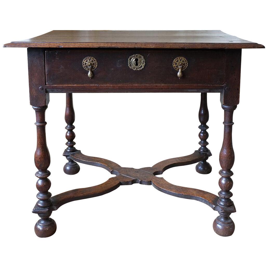 17th Century William And Mary Oak Side Table