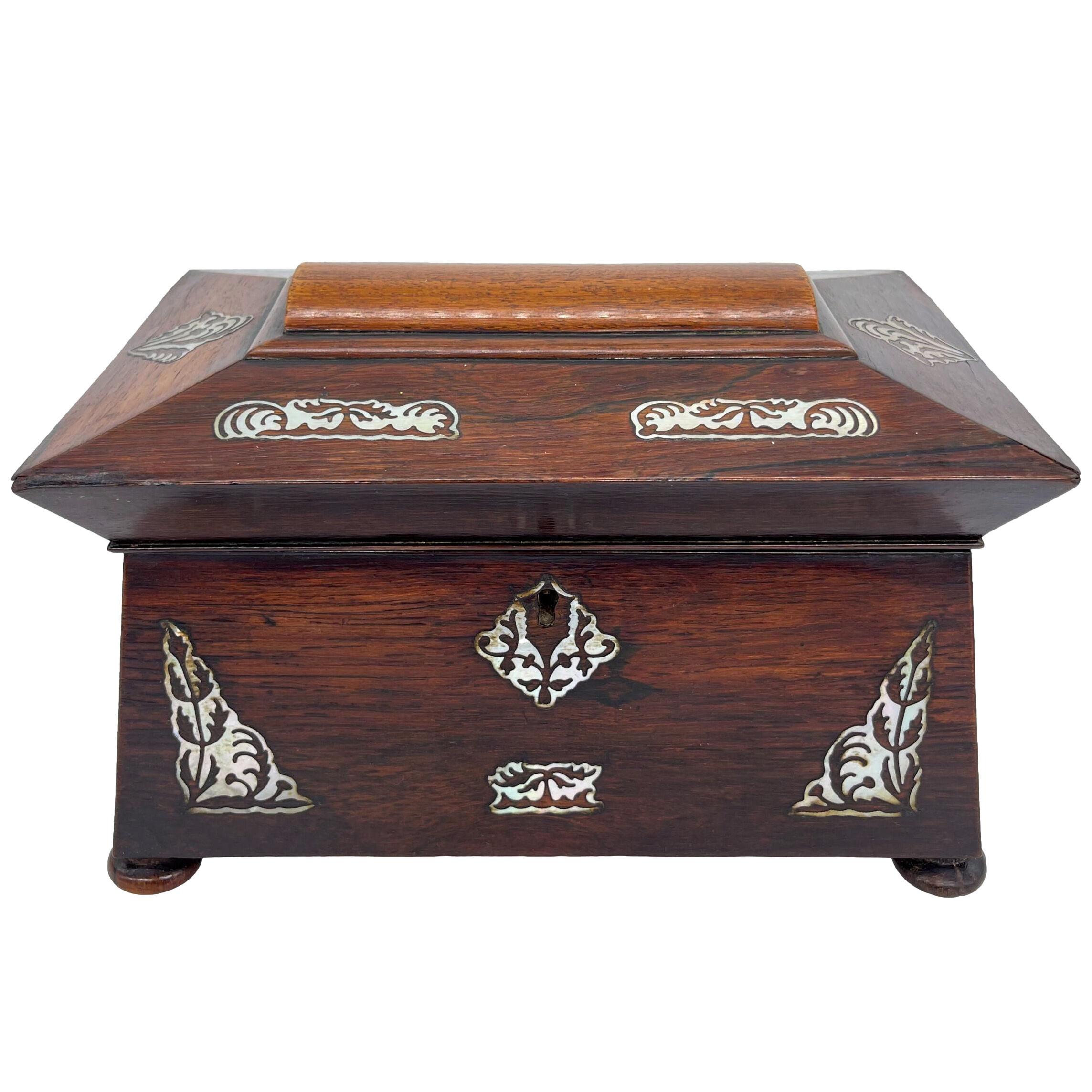 William IV Rosewood and Mother-of-Pearl Inlaid Tea Caddy, English, ca. 1835
