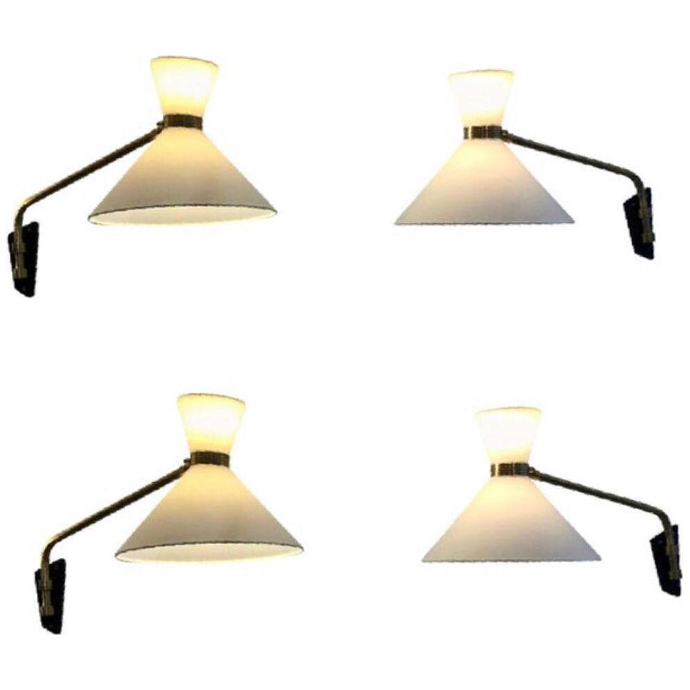 Four Wall Lights Adjustable by Arlus, 1950