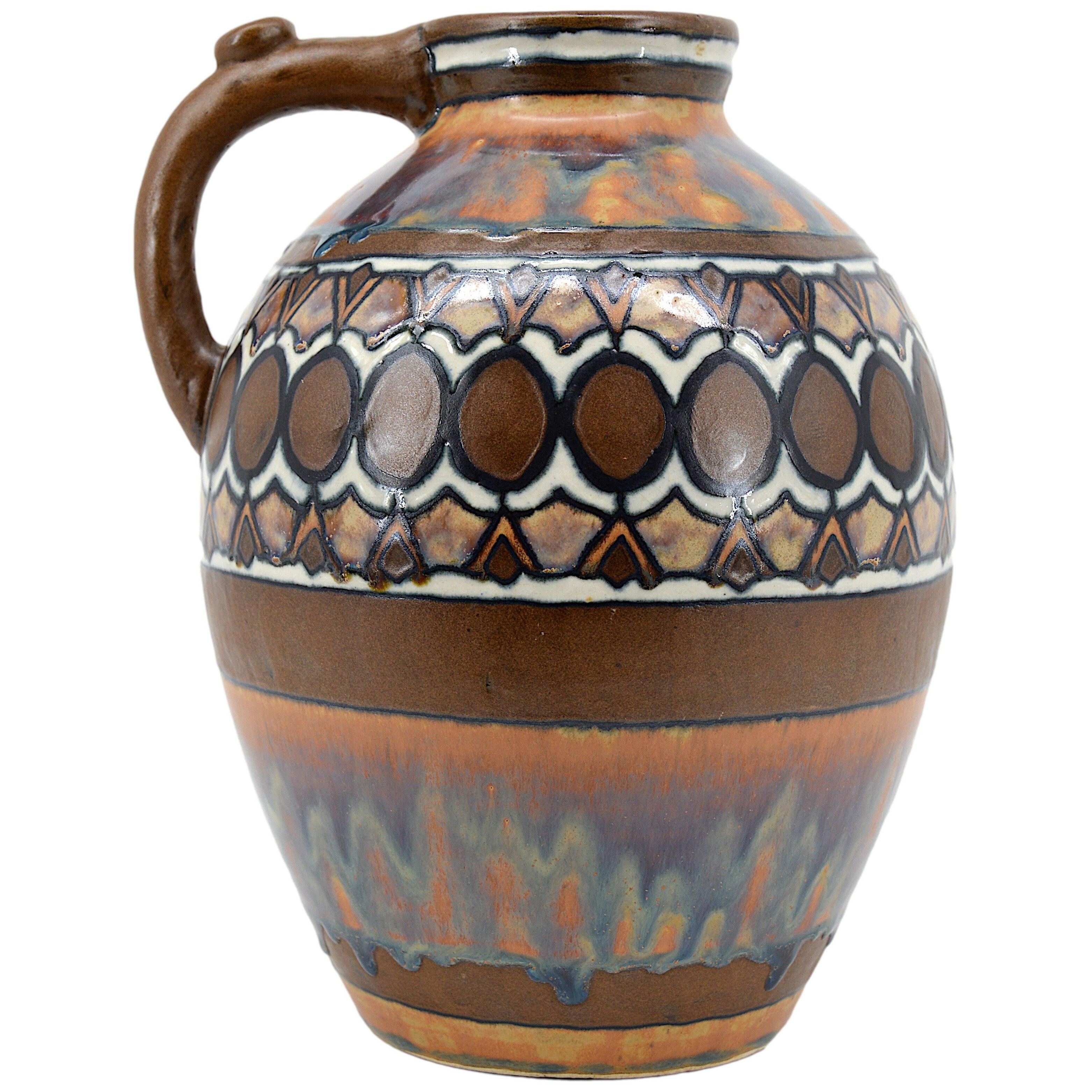 ODETTA QUIMPER French Art Deco Stoneware Vase, 1925