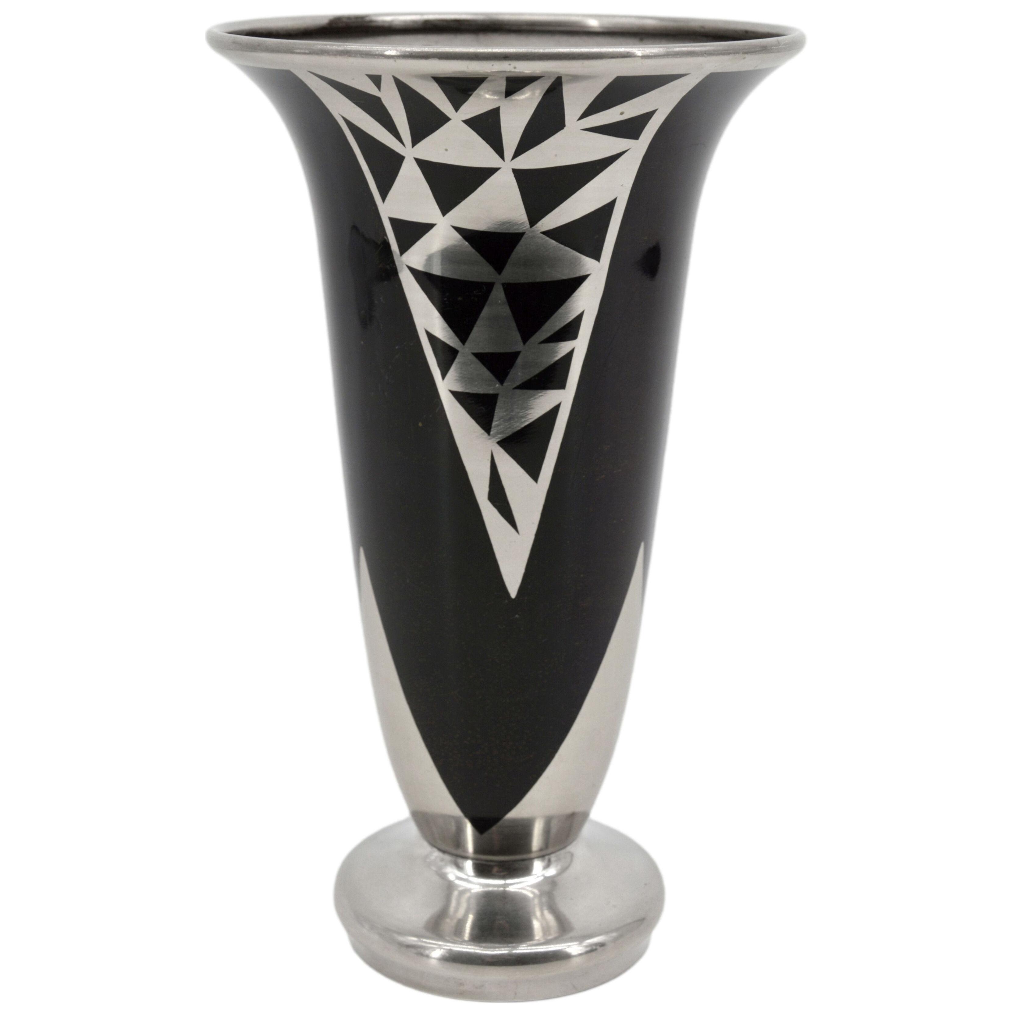 Jacques DOUAU French Art Deco Brassware Vase, 1937