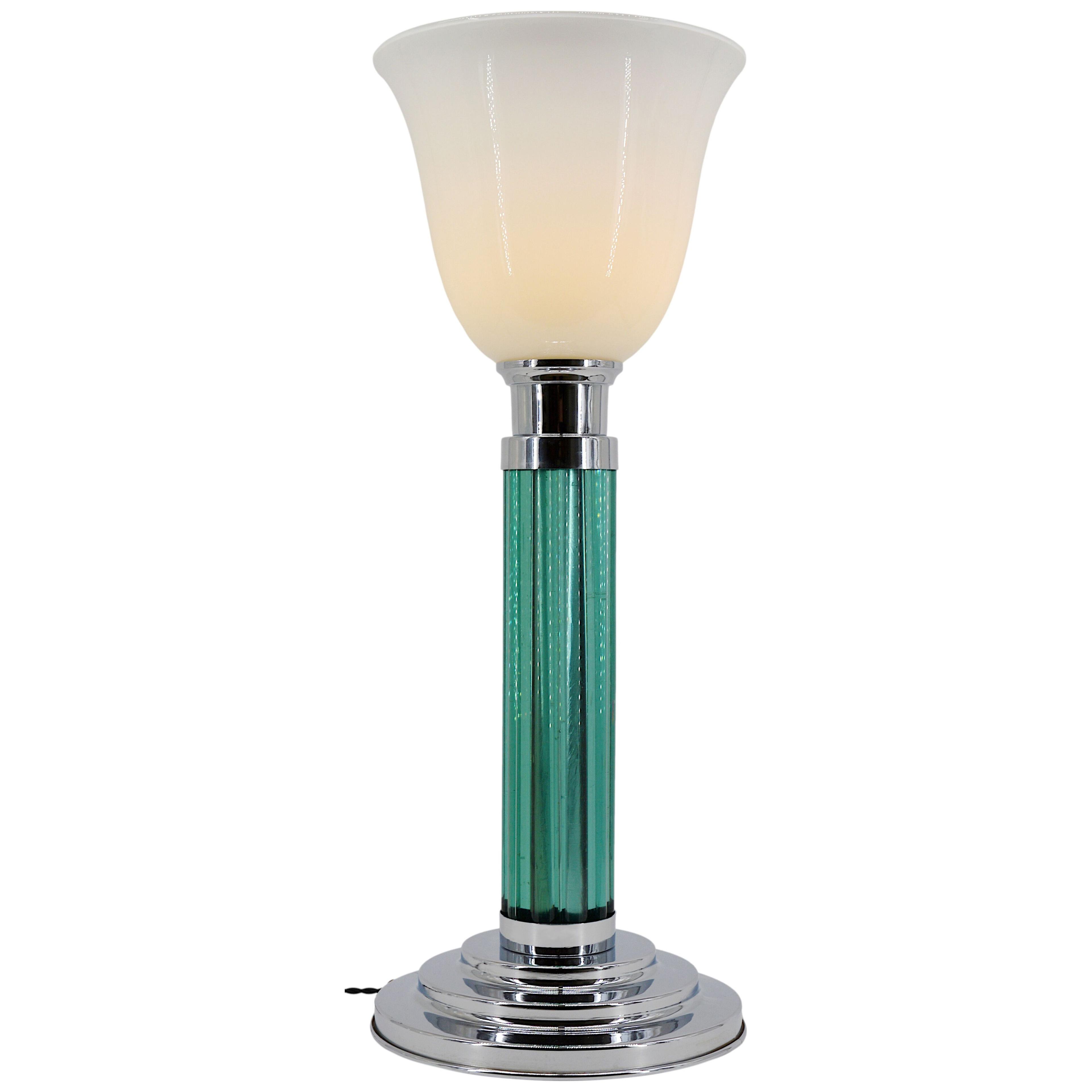 Large French Art Deco Modernist Rod Table lamp, 1930