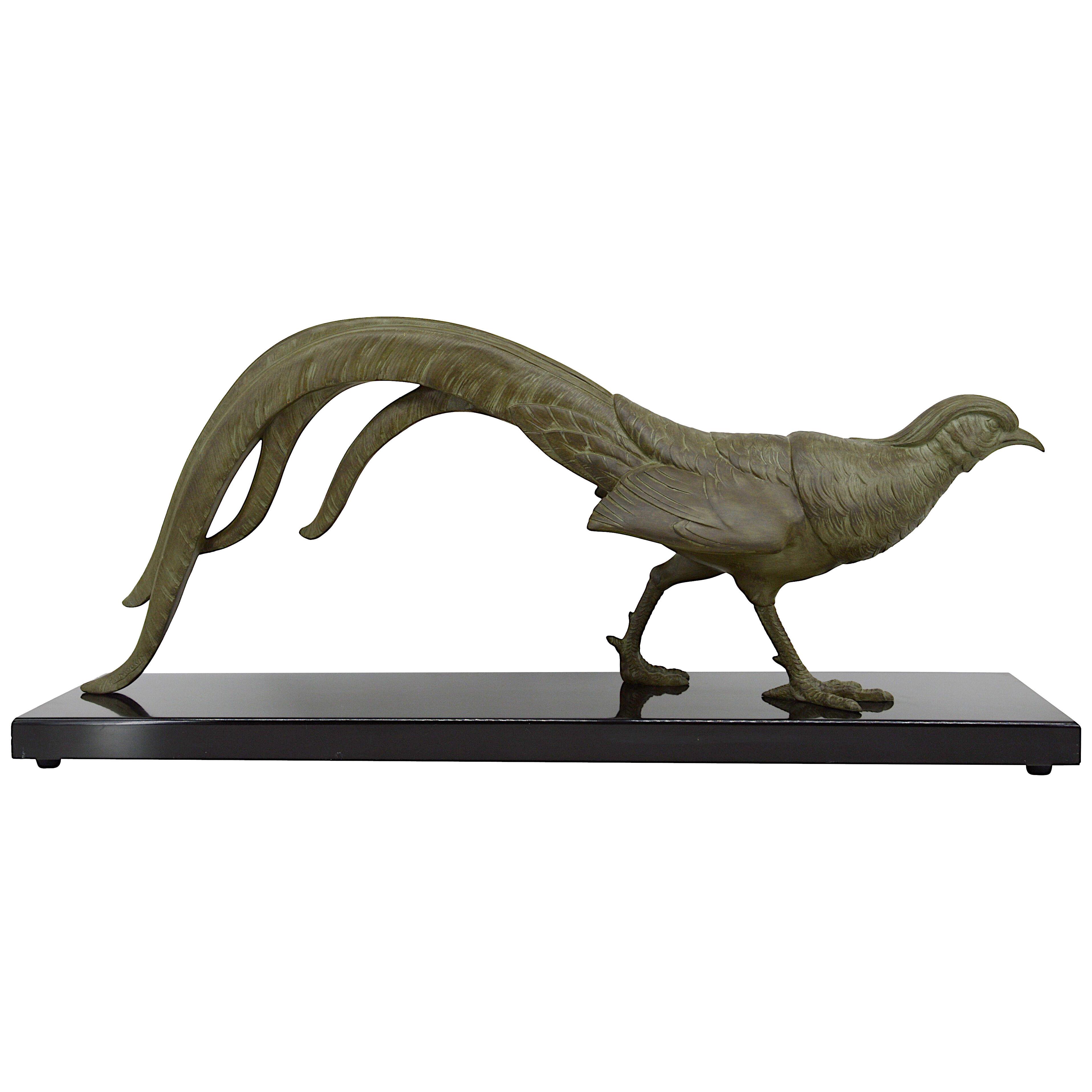 LIMOUSIN Awesome Large French Art Deco Pheasant sculpture 1930