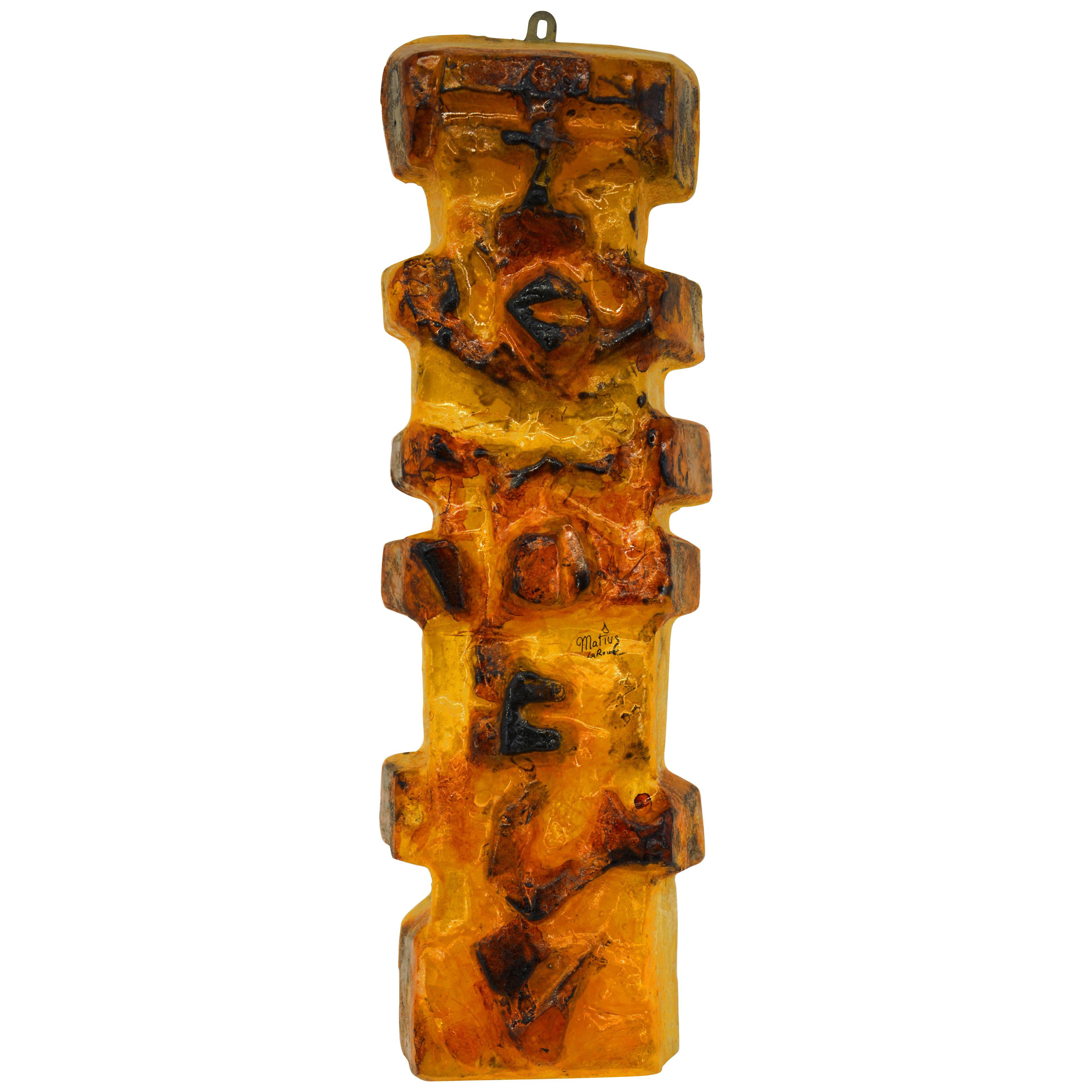 Matius French Vintage Pop Art Mural TOTEM Wall Sconce Sculpture, 1970s