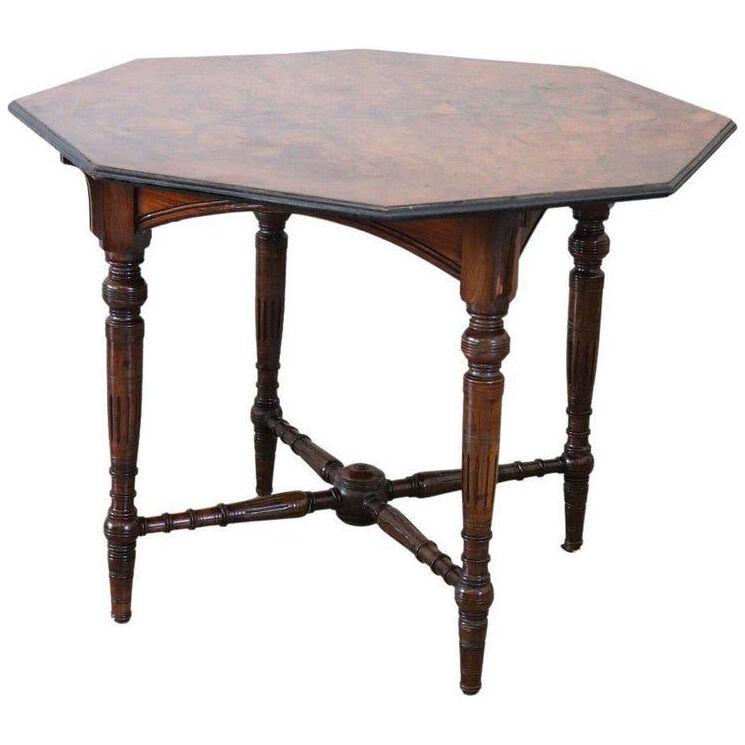 19th Century Walnut Antique Octagonal Coffee Table