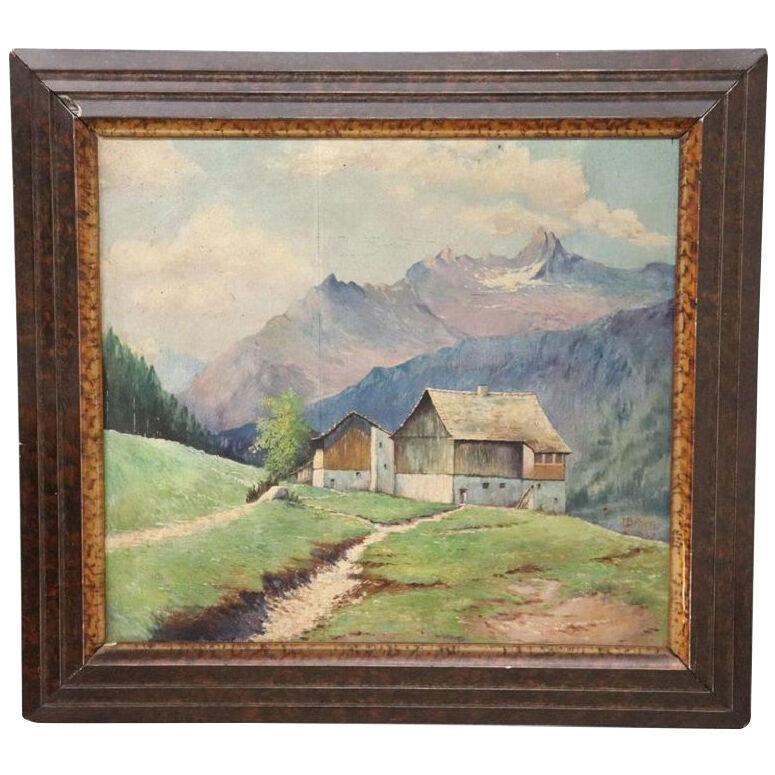 Oil Painting on Board Italian Mountain Landscape by Cino Bozzetti, 1937s
