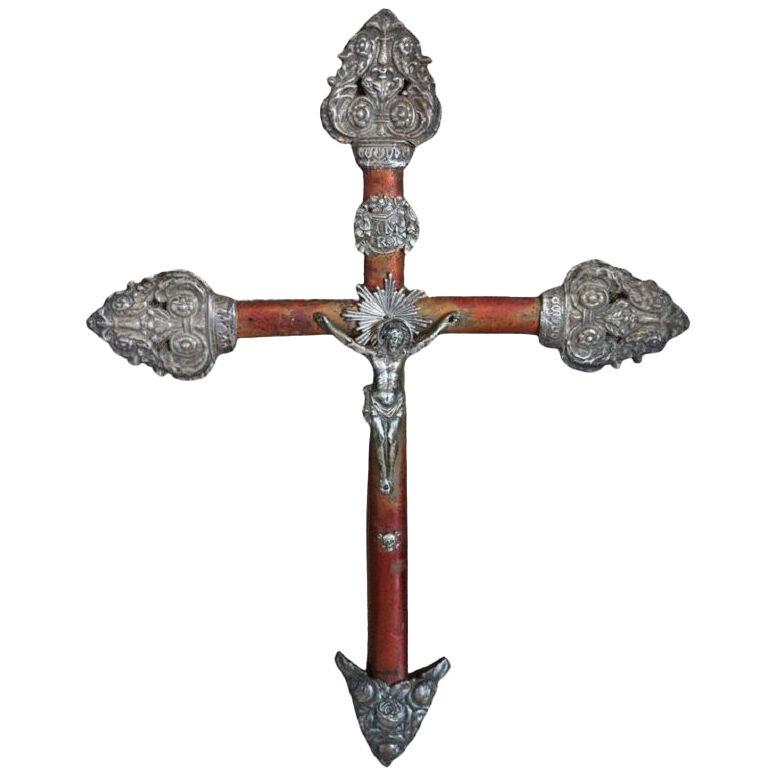19th Century Italian Jesus Christ on the Cross Silver