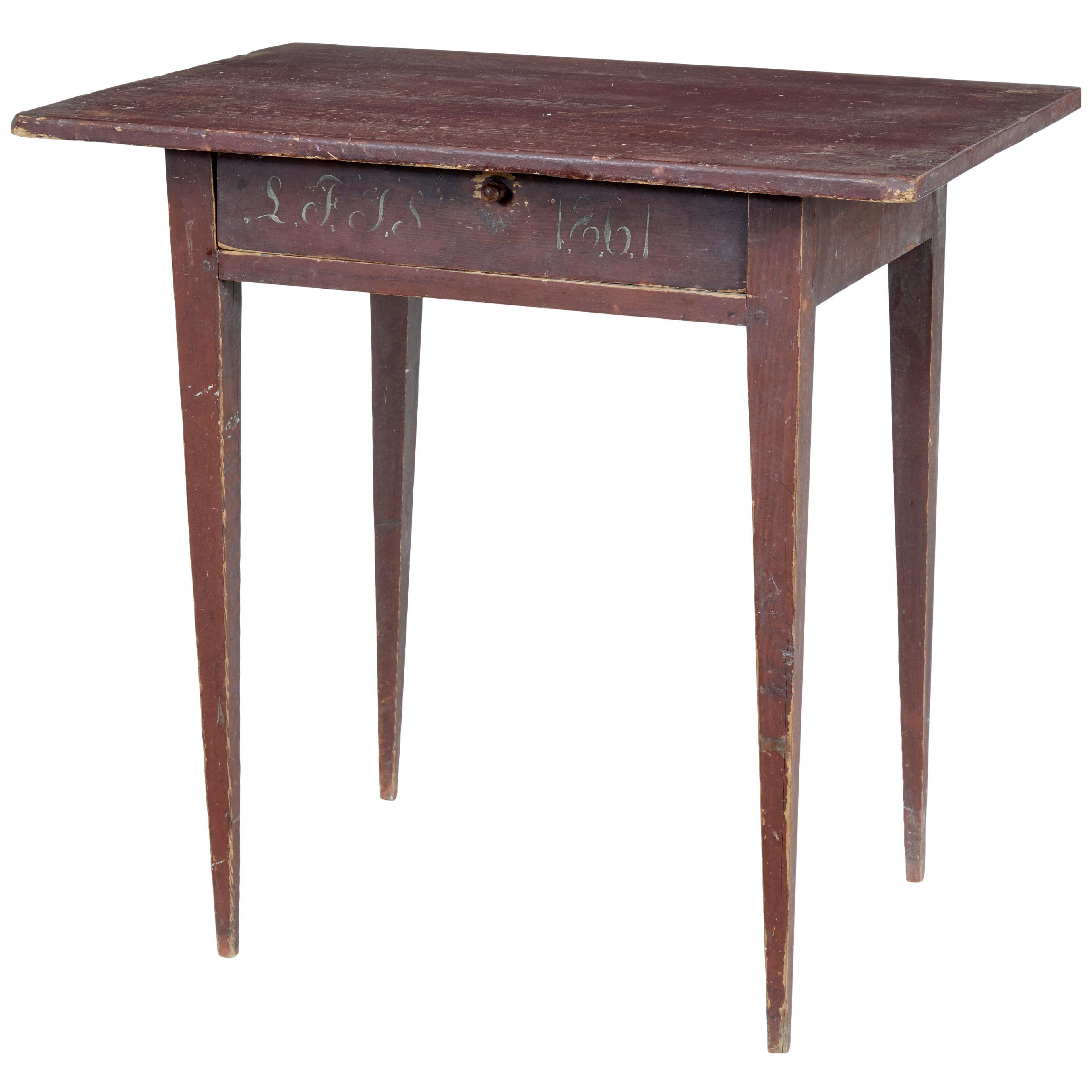 SWEDISH MID 19TH CENTURY RUSTIC PAINTED PINE SIDE TABLE