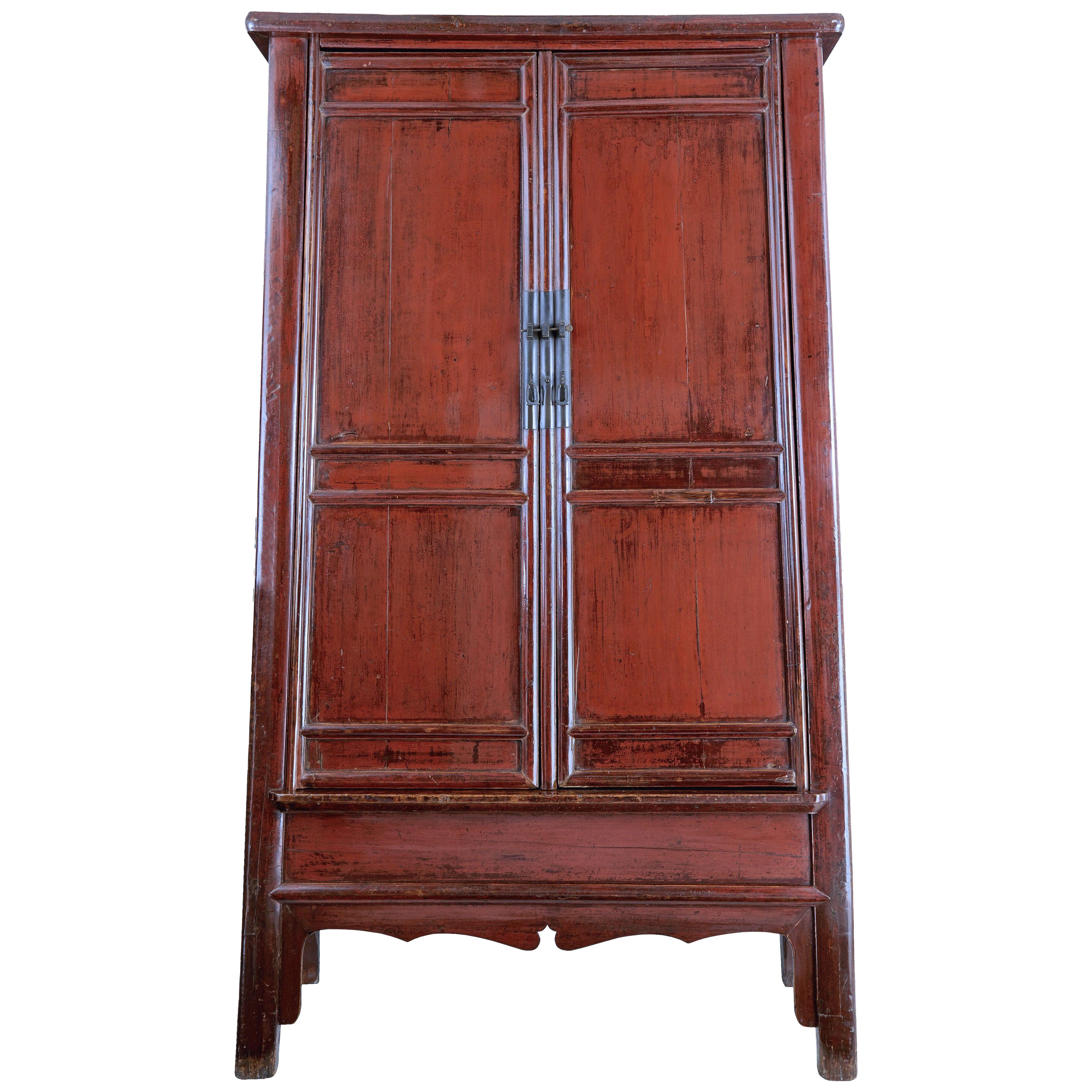 MONUMENTAL 19TH CENTURY CHINESE RED LACQUER CUPBOARD