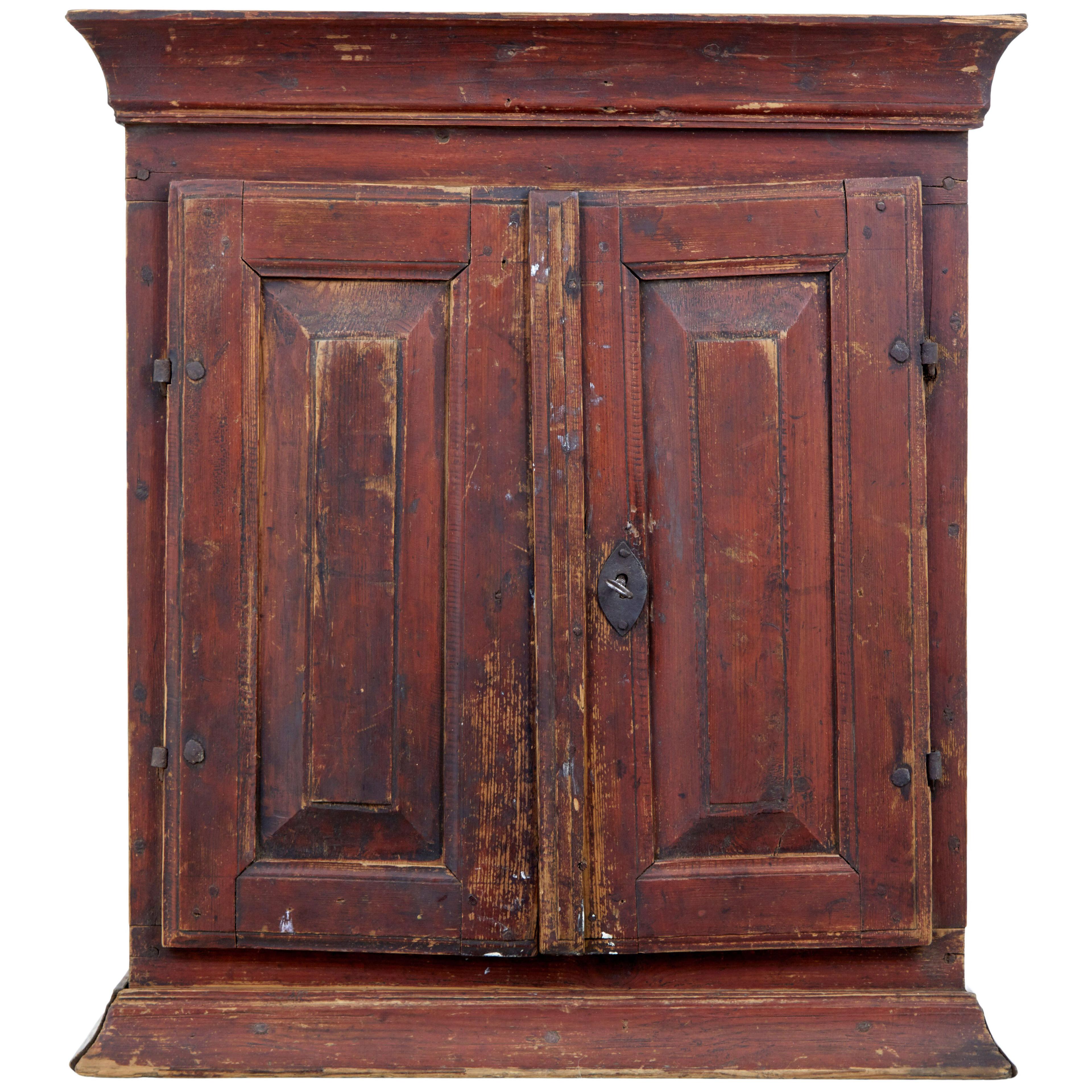 SWEDISH EARLY 19TH CENTURY PAINTED PINE WALL CUPBOARD