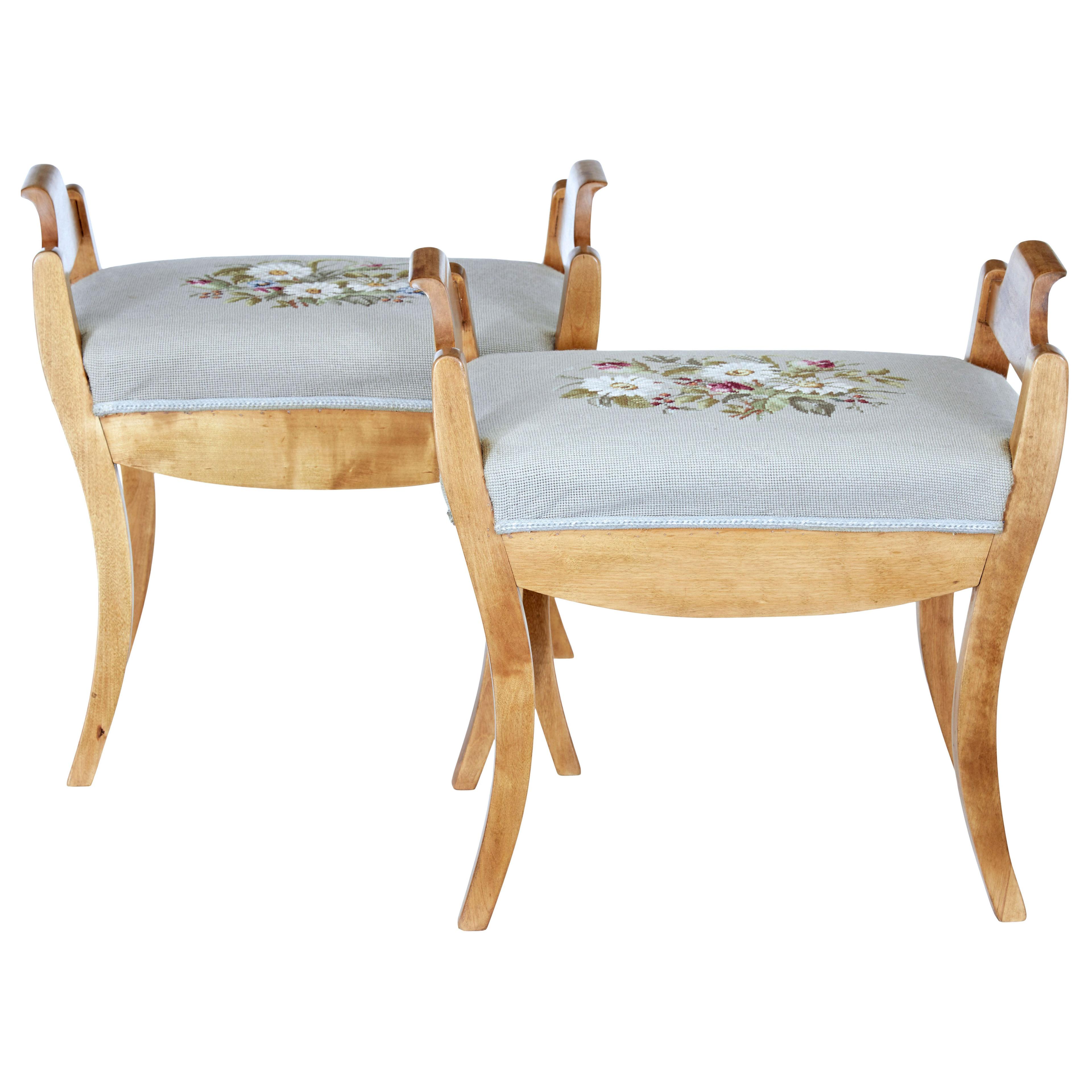 PAIR OF EARLY 20TH CENTURY BIRCH STOOLS