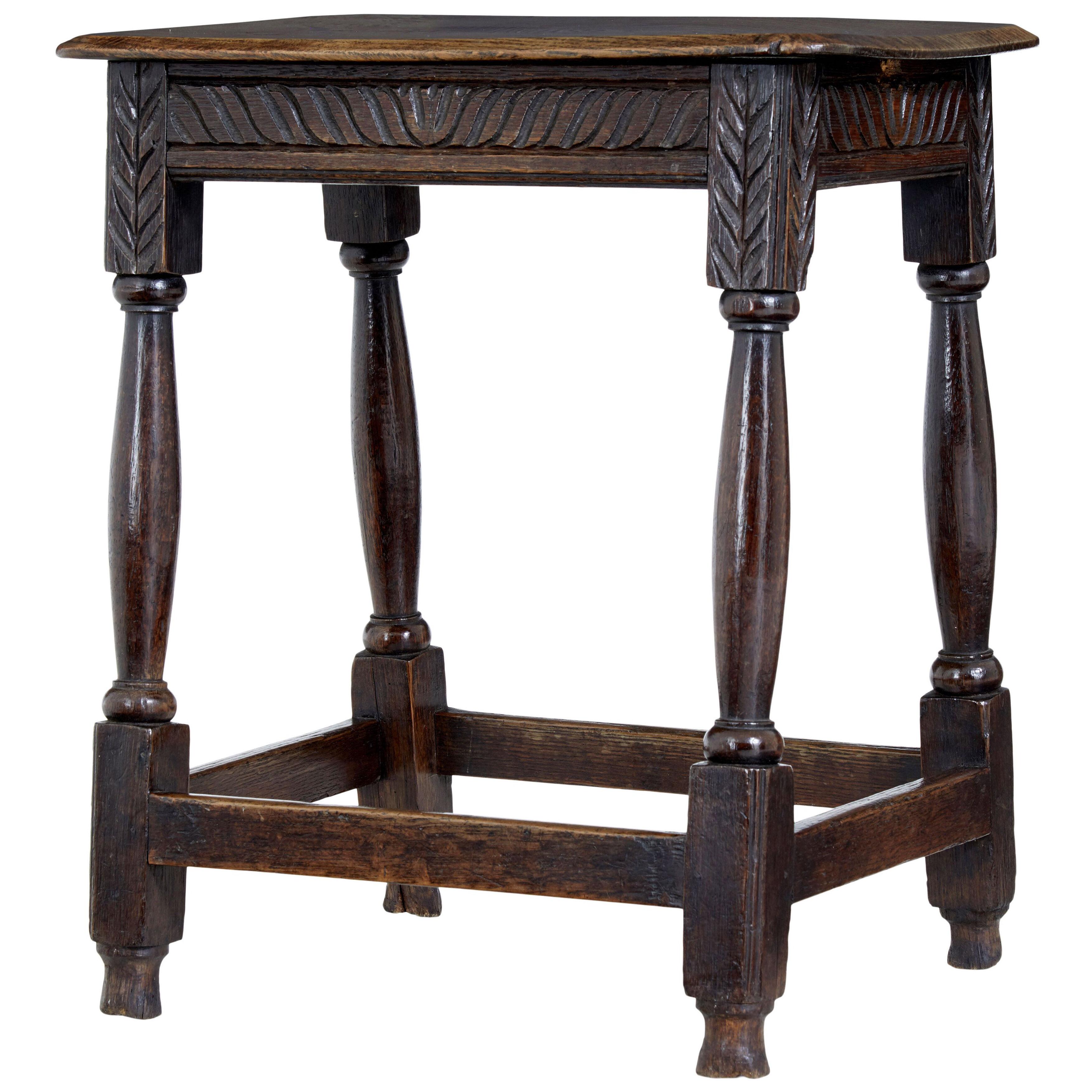 19TH CENTURY CARVED OAK JOINT STOOL