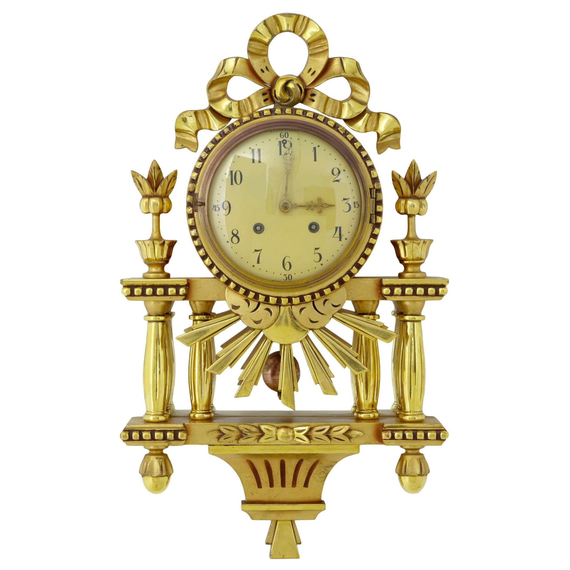 1940's SWEDISH GILT ORNATE WALL CLOCK BY WESTERSTRAND