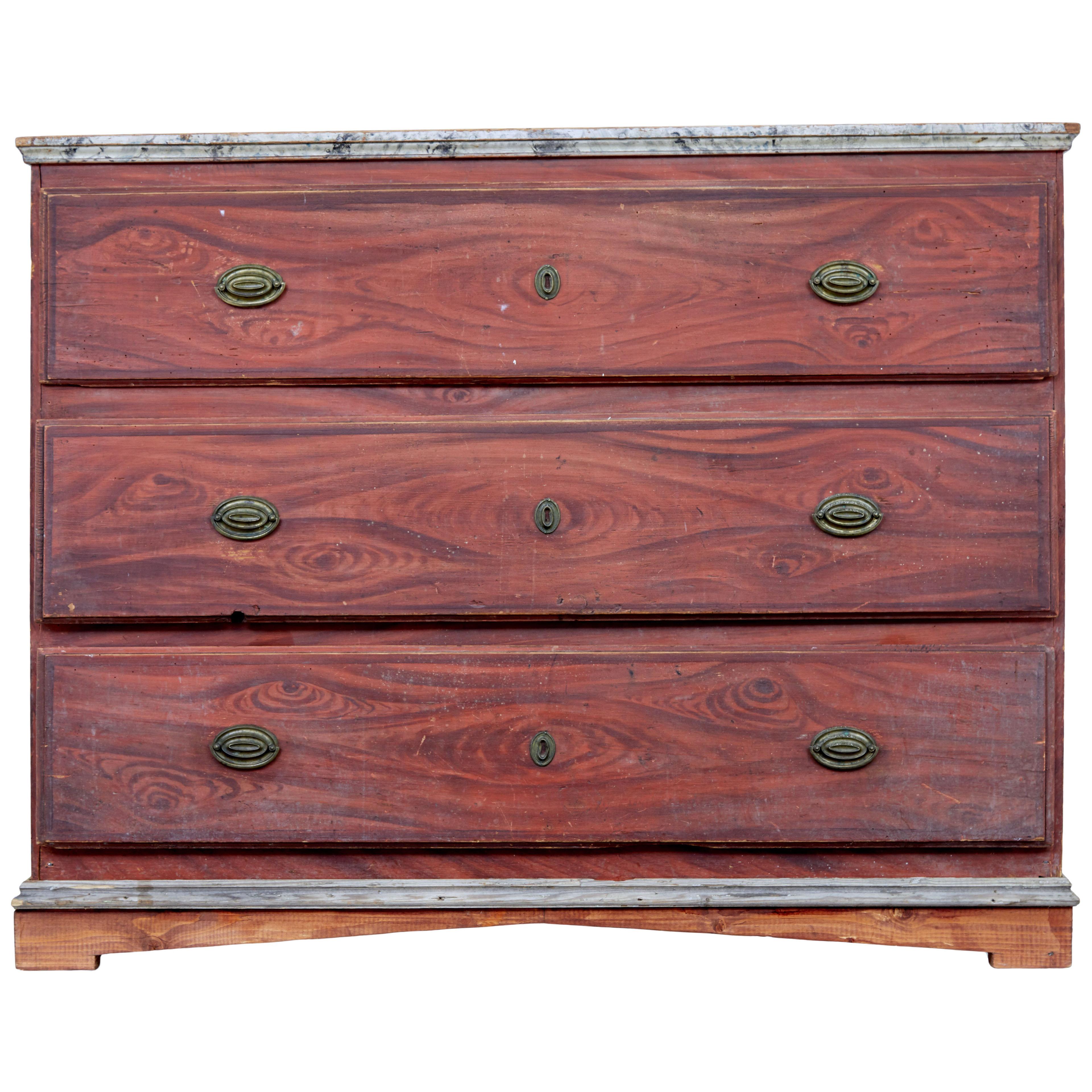 19TH CENTURY HAND PAINTED SWEDISH CHEST OF DRAWERS