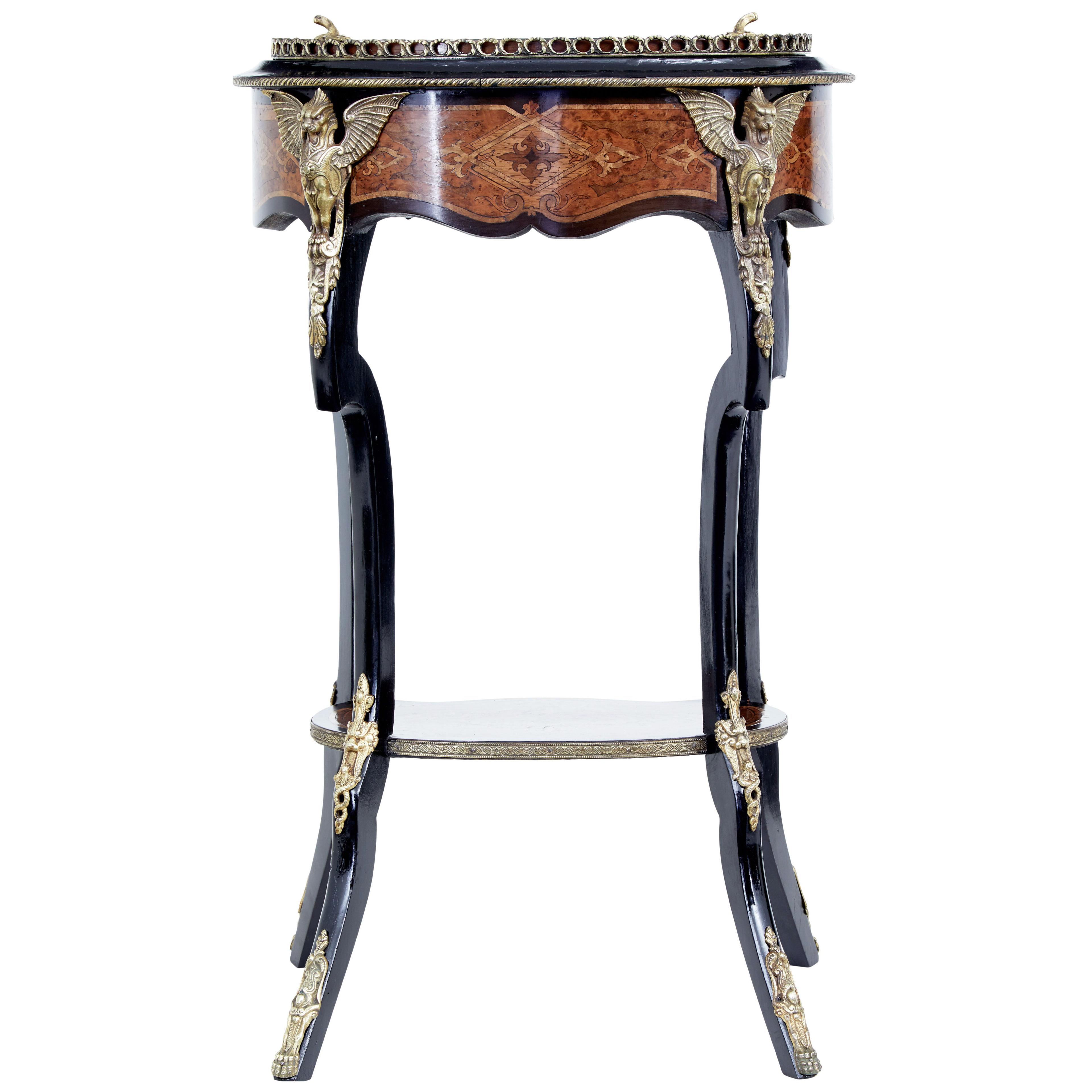 FRENCH 19TH CENTURY EBONISED AND WALNUT JARDINERE STAND