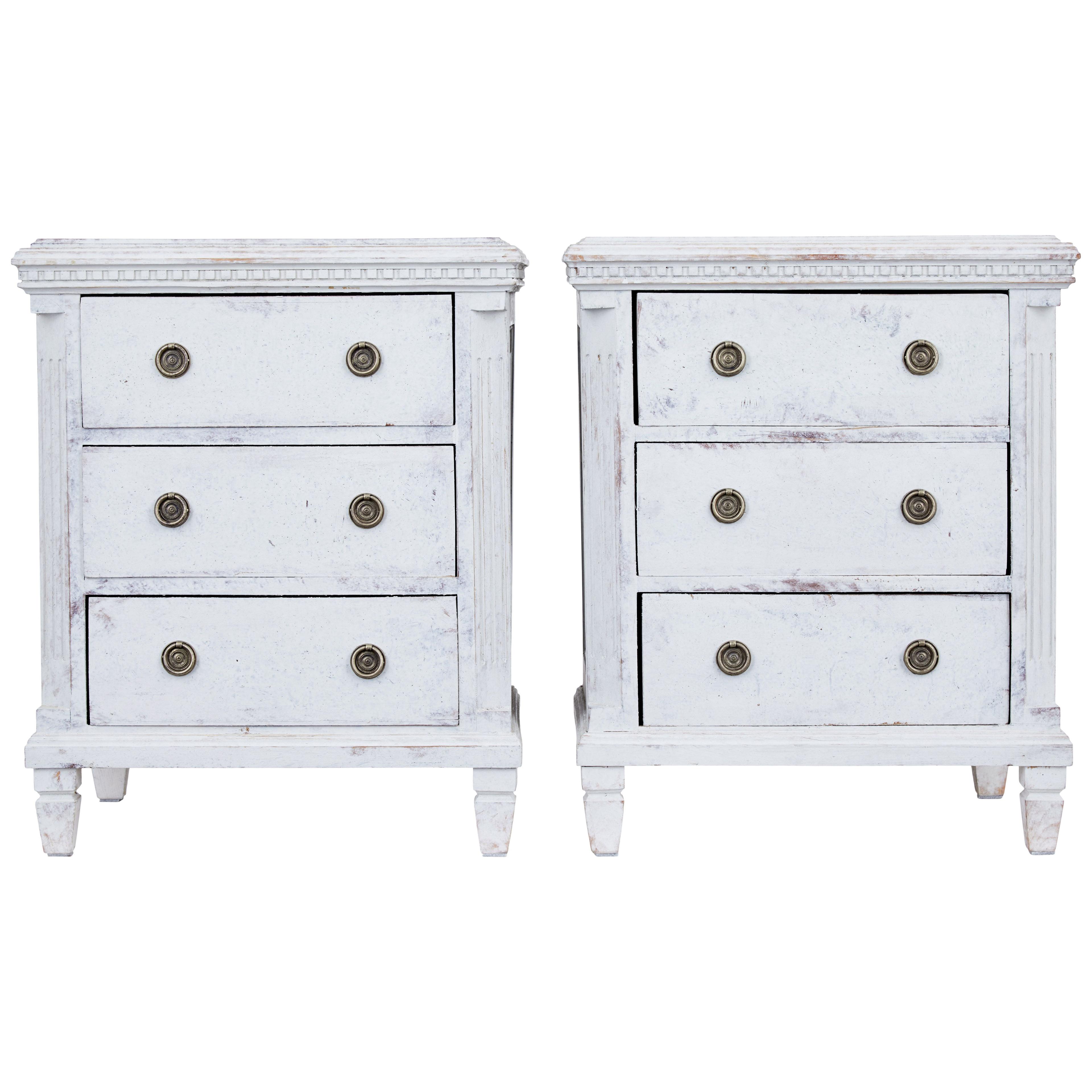 SMALL PAIR OF 19TH CENTURY PAINTED COMMODES