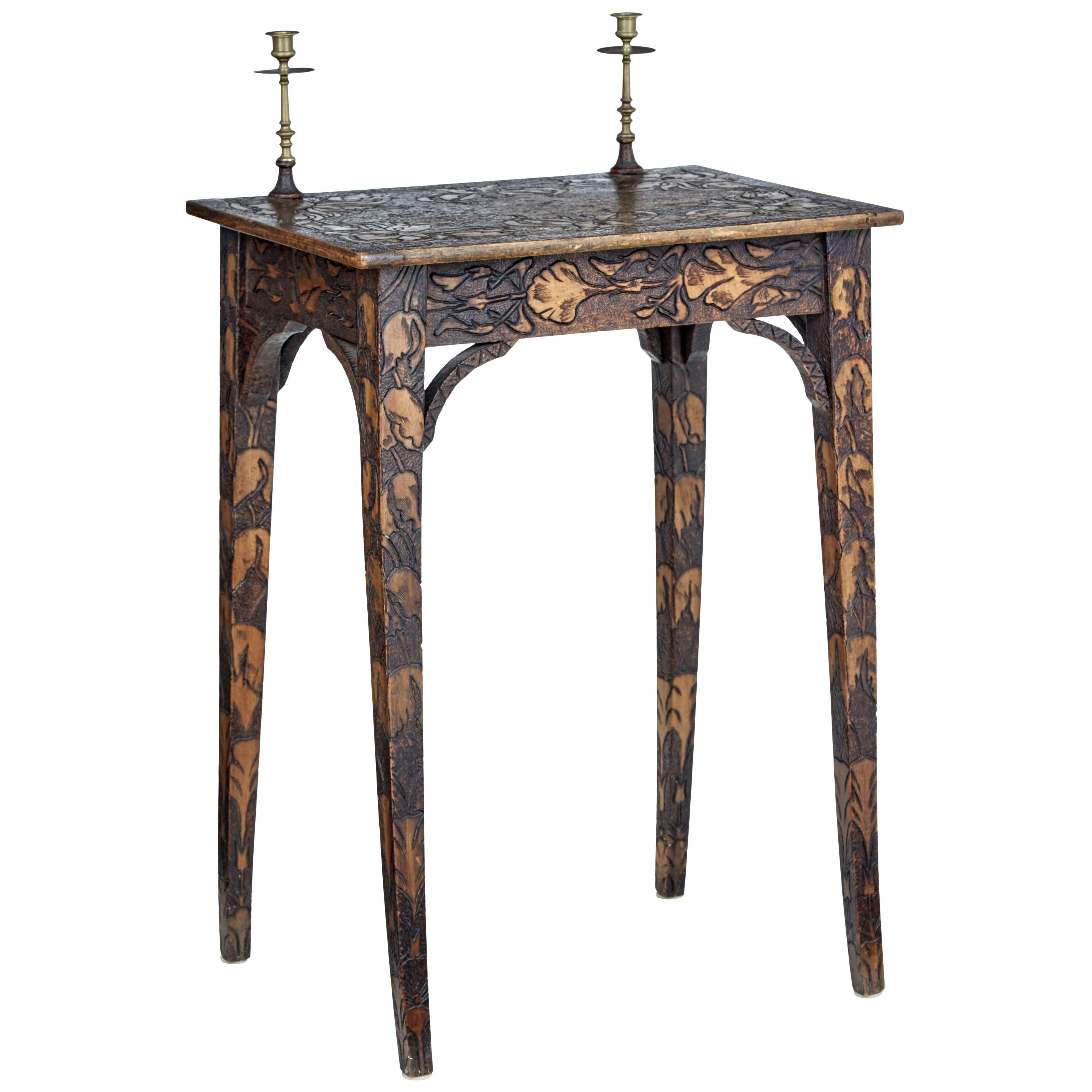 EARLY 20TH CENTURY FRENCH CARVED POKER WORK WRITING TABLE
