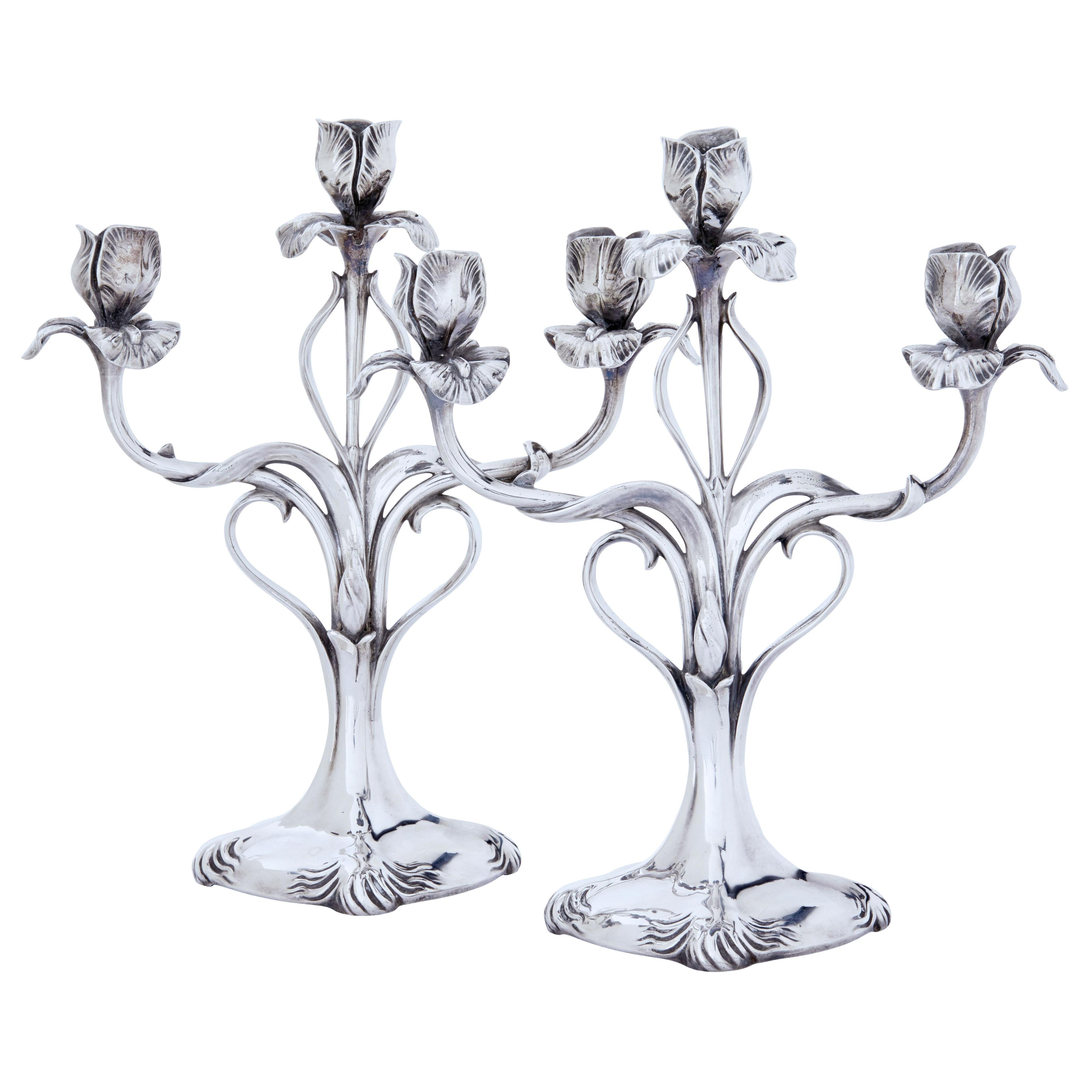 PAIR OF SILVER PLATE CANDLESTICKS BY CHRISTOFLE