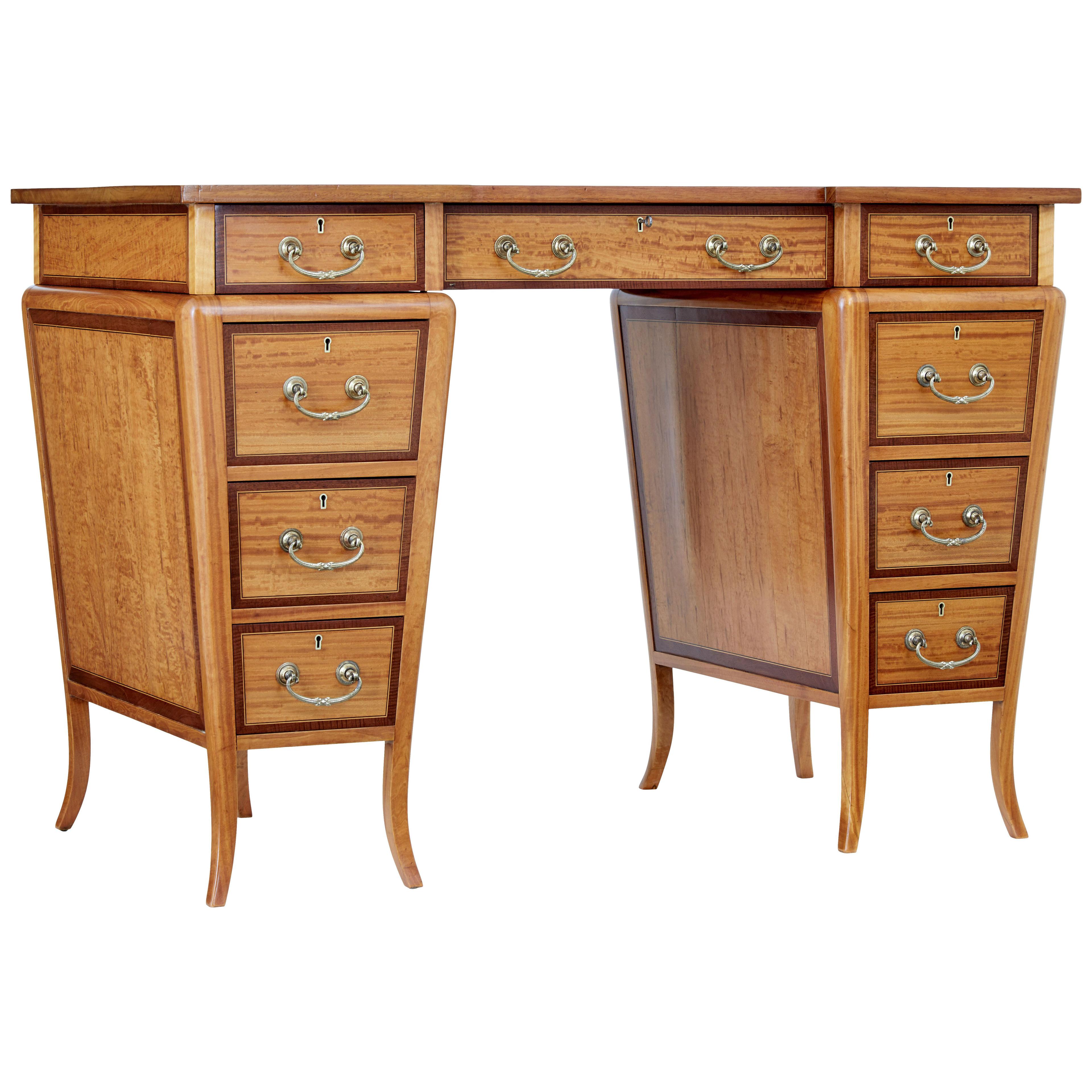 EARLY 20TH CENTURY SATINWOOD SHERATON REVIVAL DESK