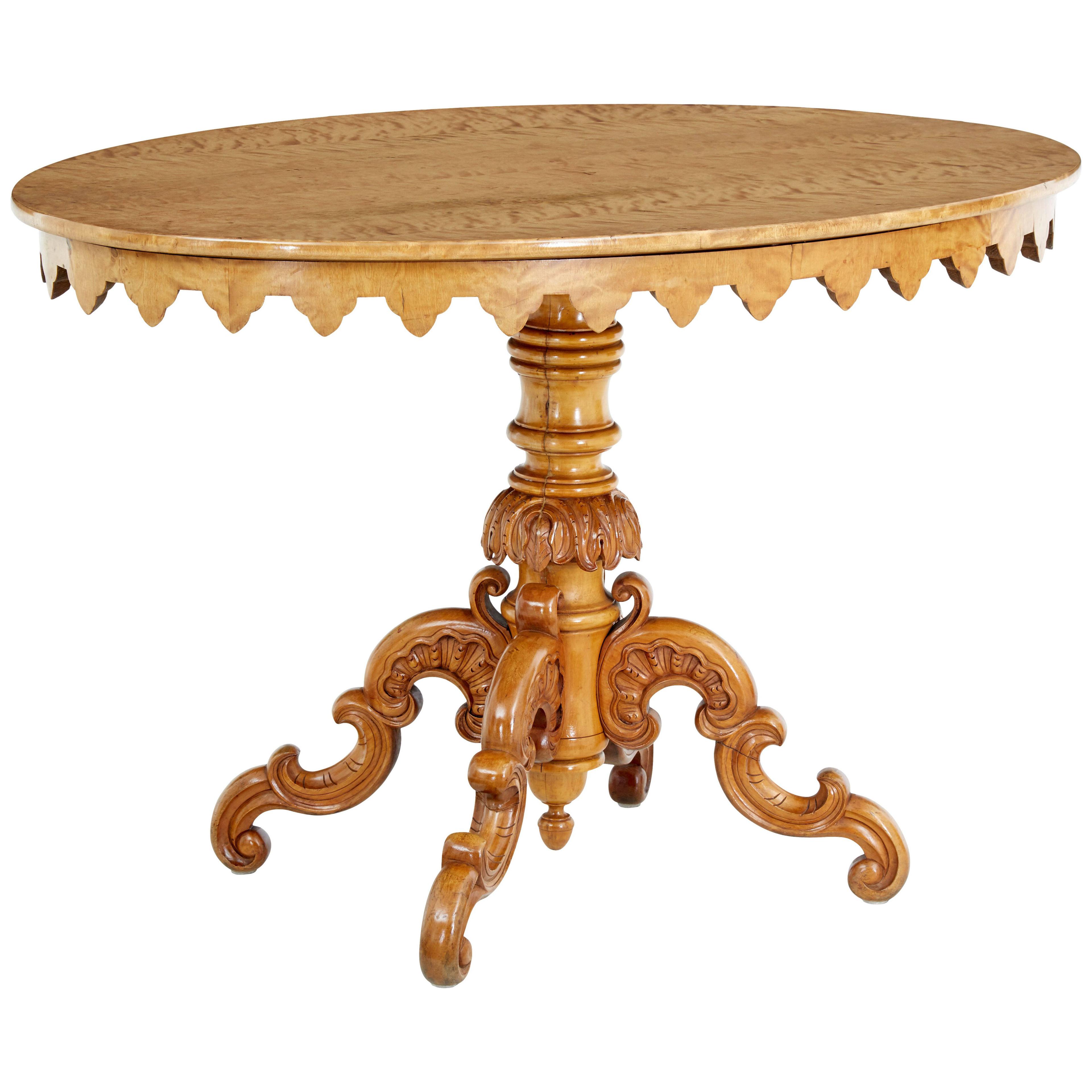 SWEDISH 19TH CENTURY BIRCH OVAL OCCASIONAL TABLE