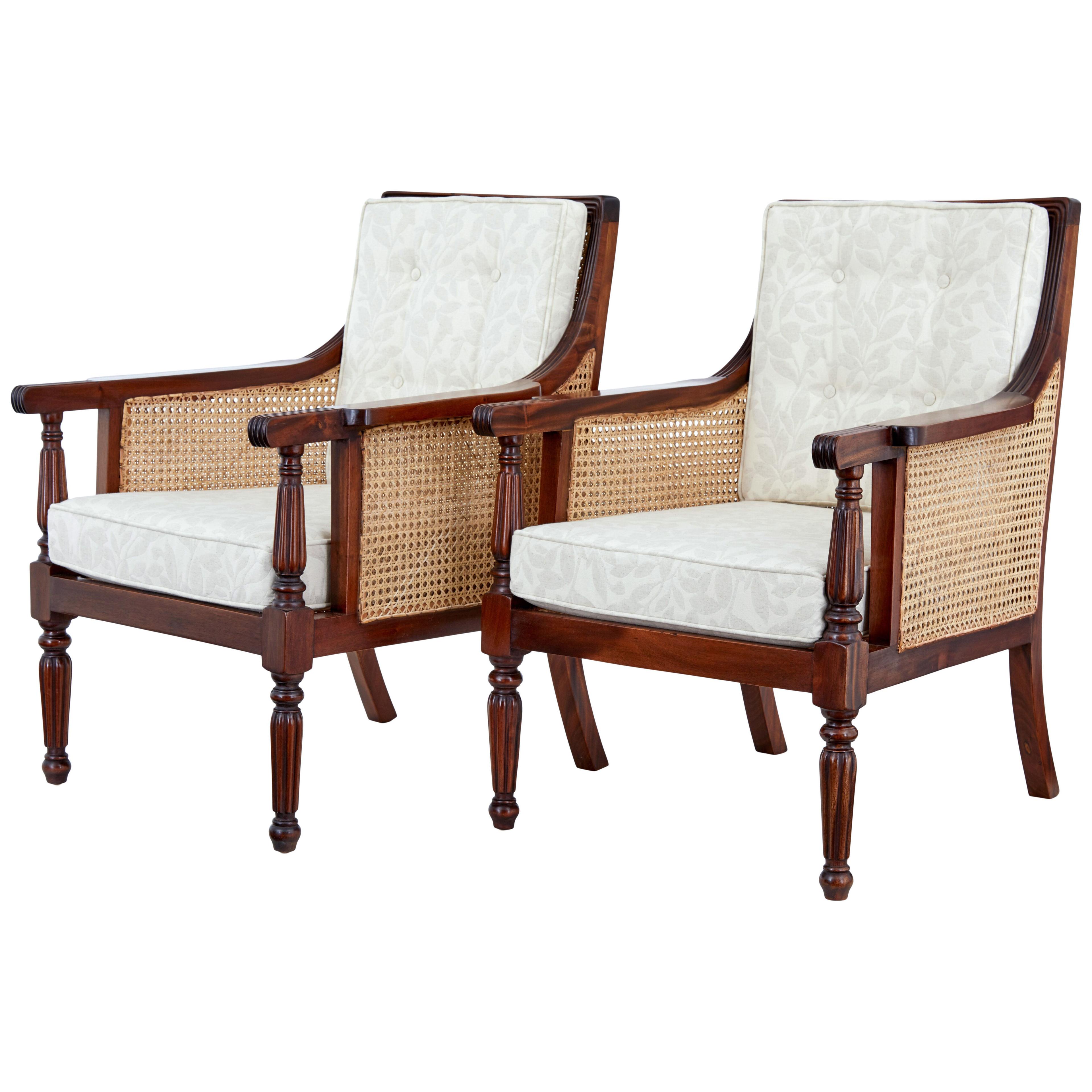 PAIR OF BERGERE CANE WORK LOUNGE CHAIRS