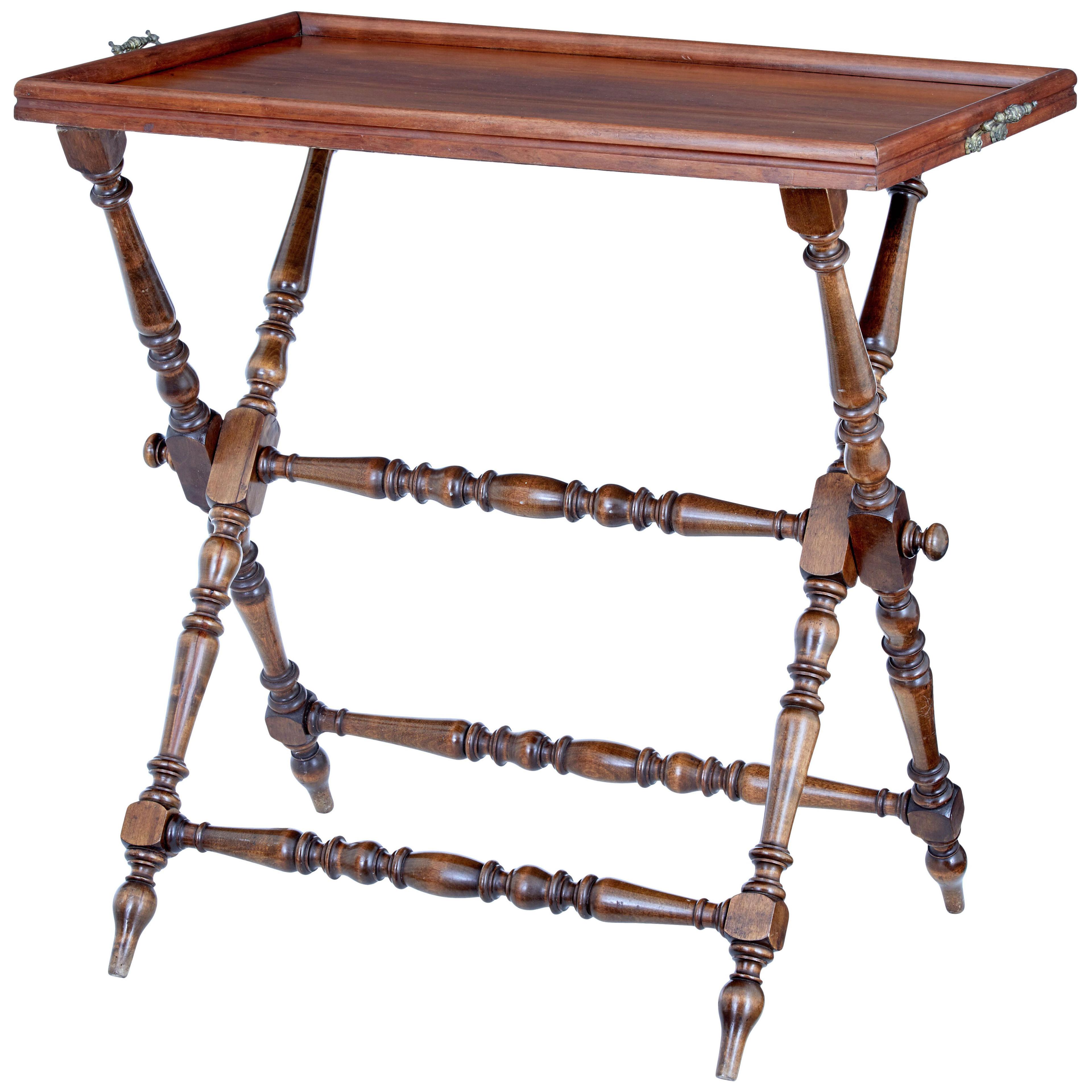 EARLY 20TH CENTURY WALNUT BUTLERS TRAY ON STAND