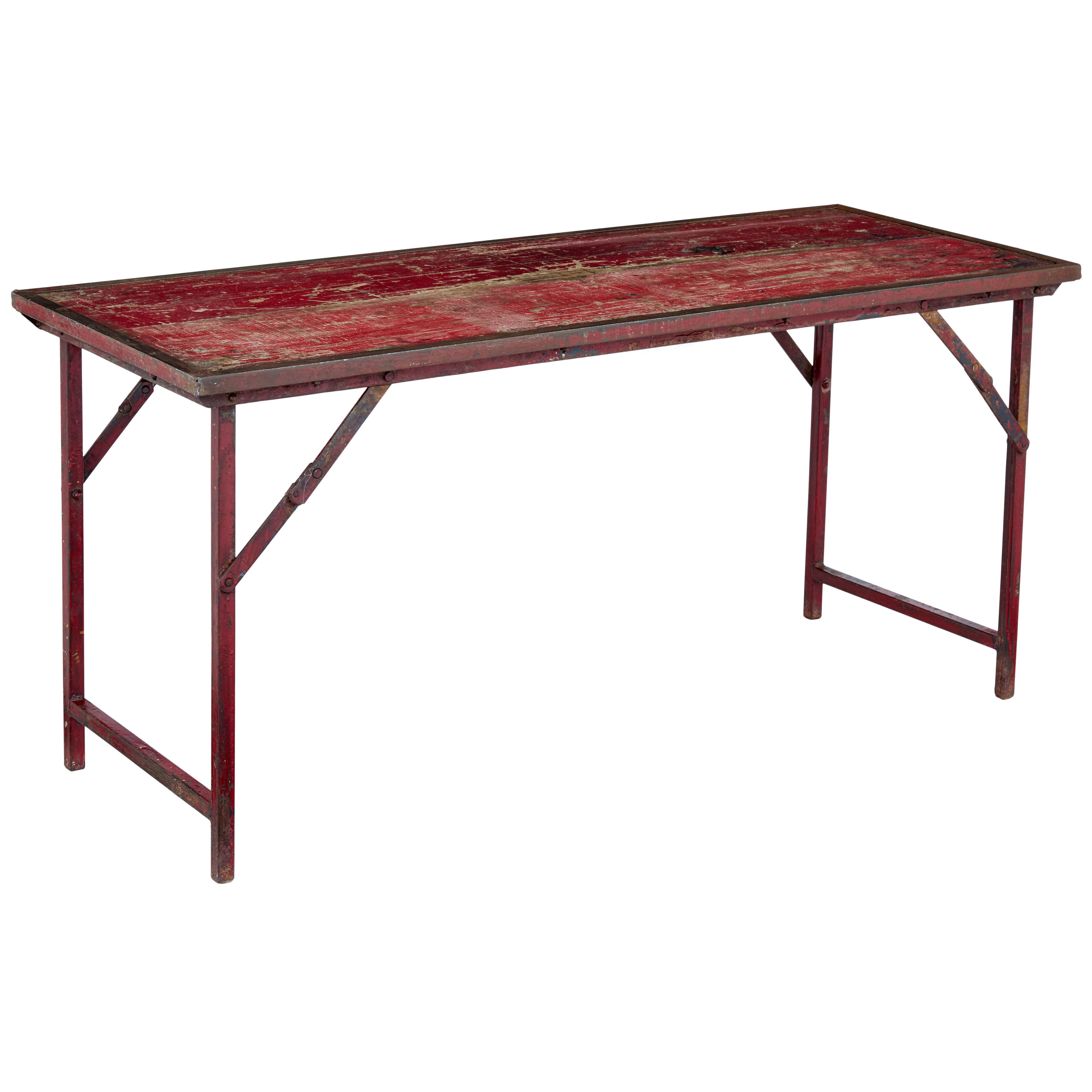 1920s’ PAINTED FRENCH PINE AND METAL FOLDING TABLE