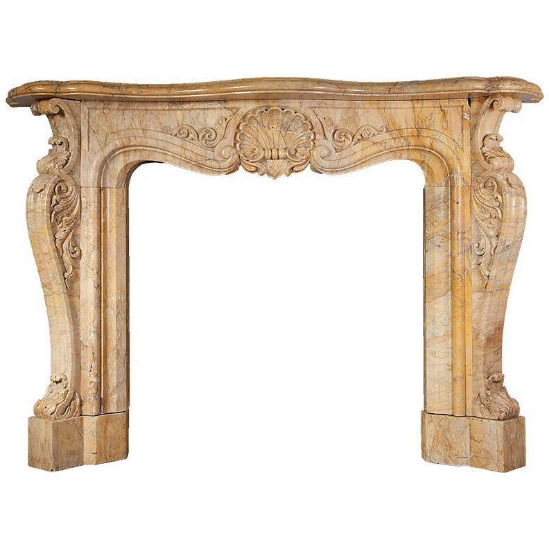 Antique Sienna Marble Fireplace 