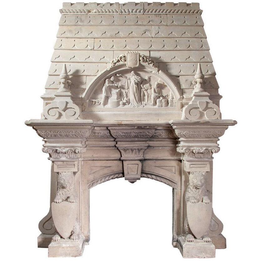 Magnificent Antique Stone Fireplace