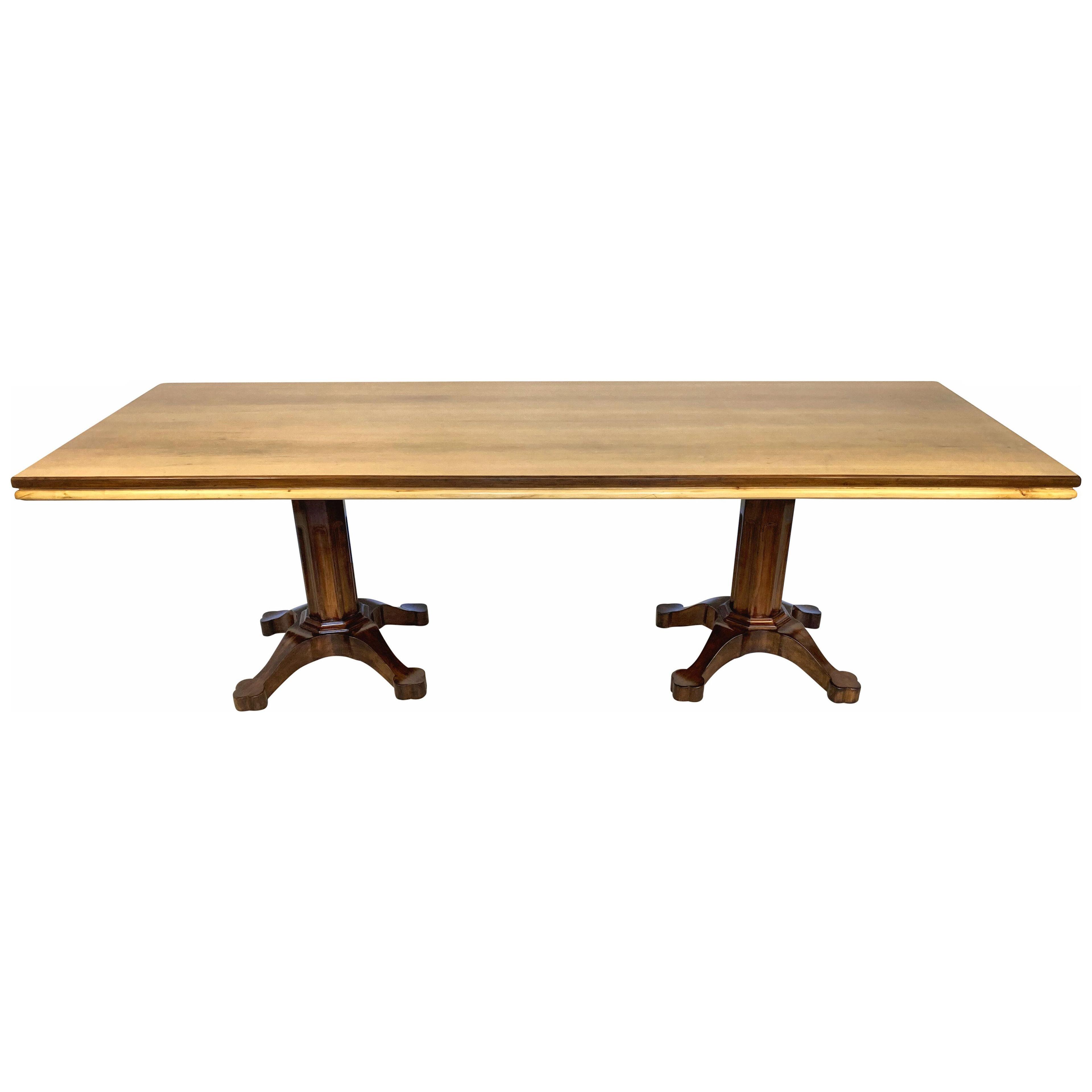 A LARGE ITALIAN MID-CENTURY DINING TABLE IN THE GOTHIC MANNER
