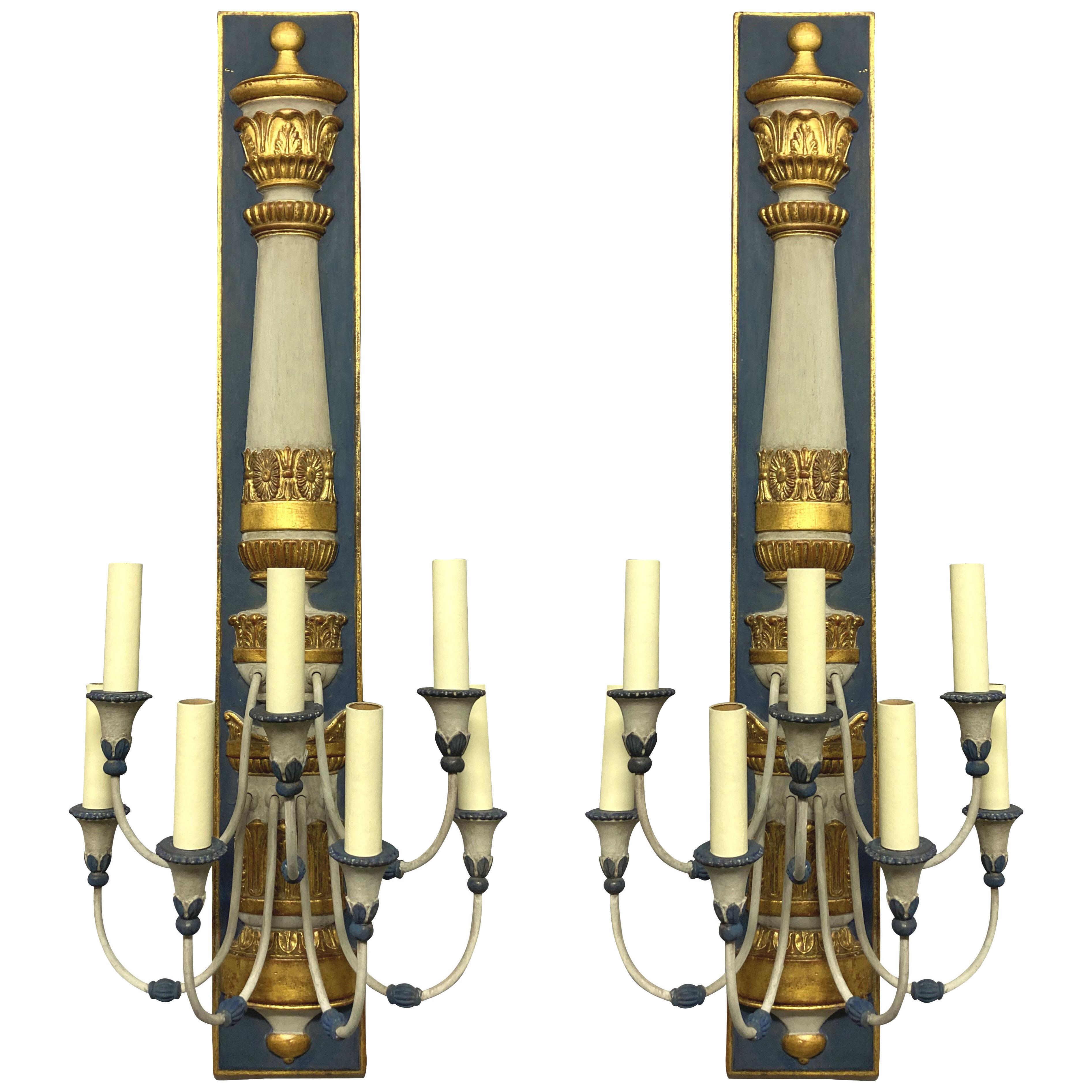 A PAIR OF LARGE EGYPTIAN REVIVAL WALL LIGHTS