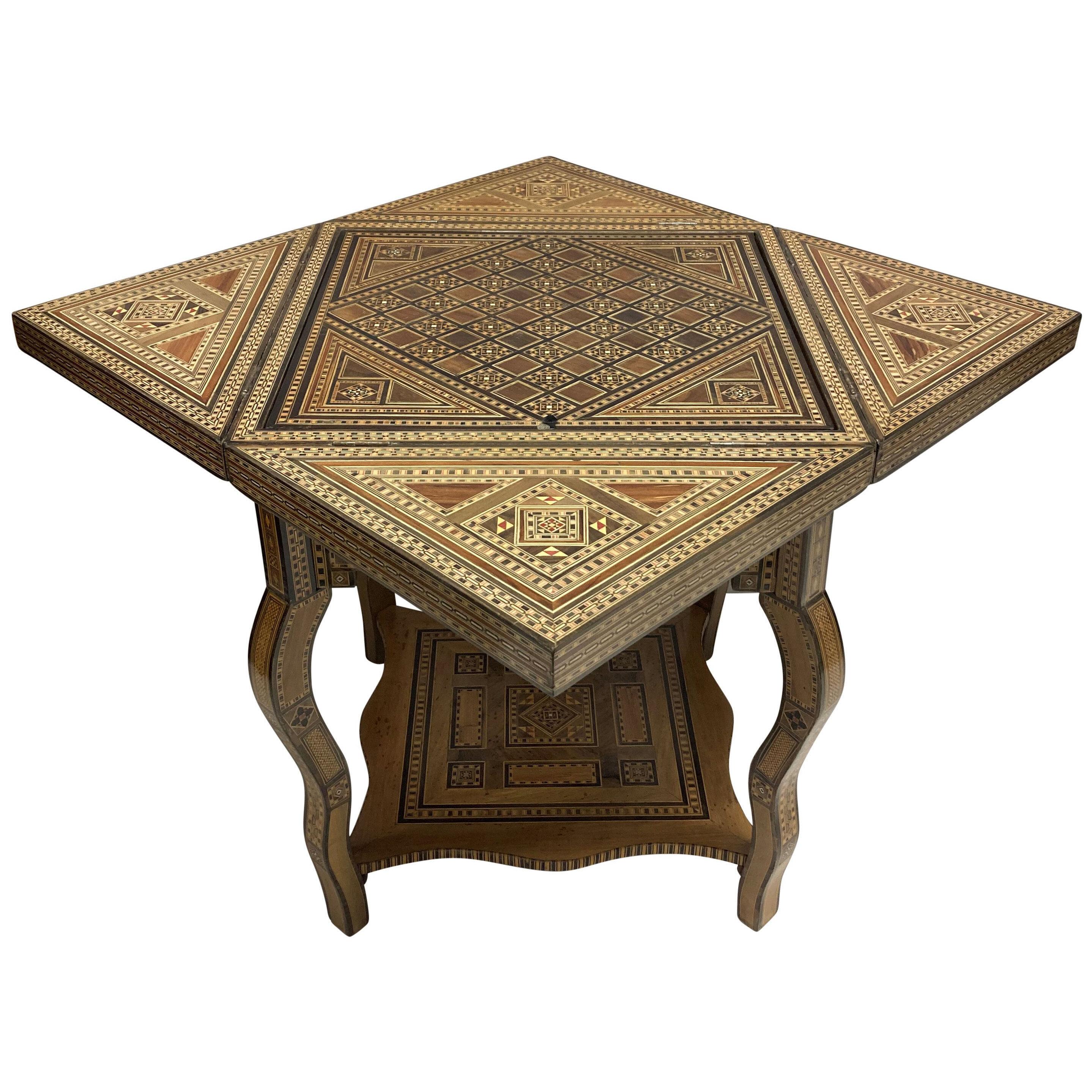 A FINE SYRIAN INLAID GAMES TABLE