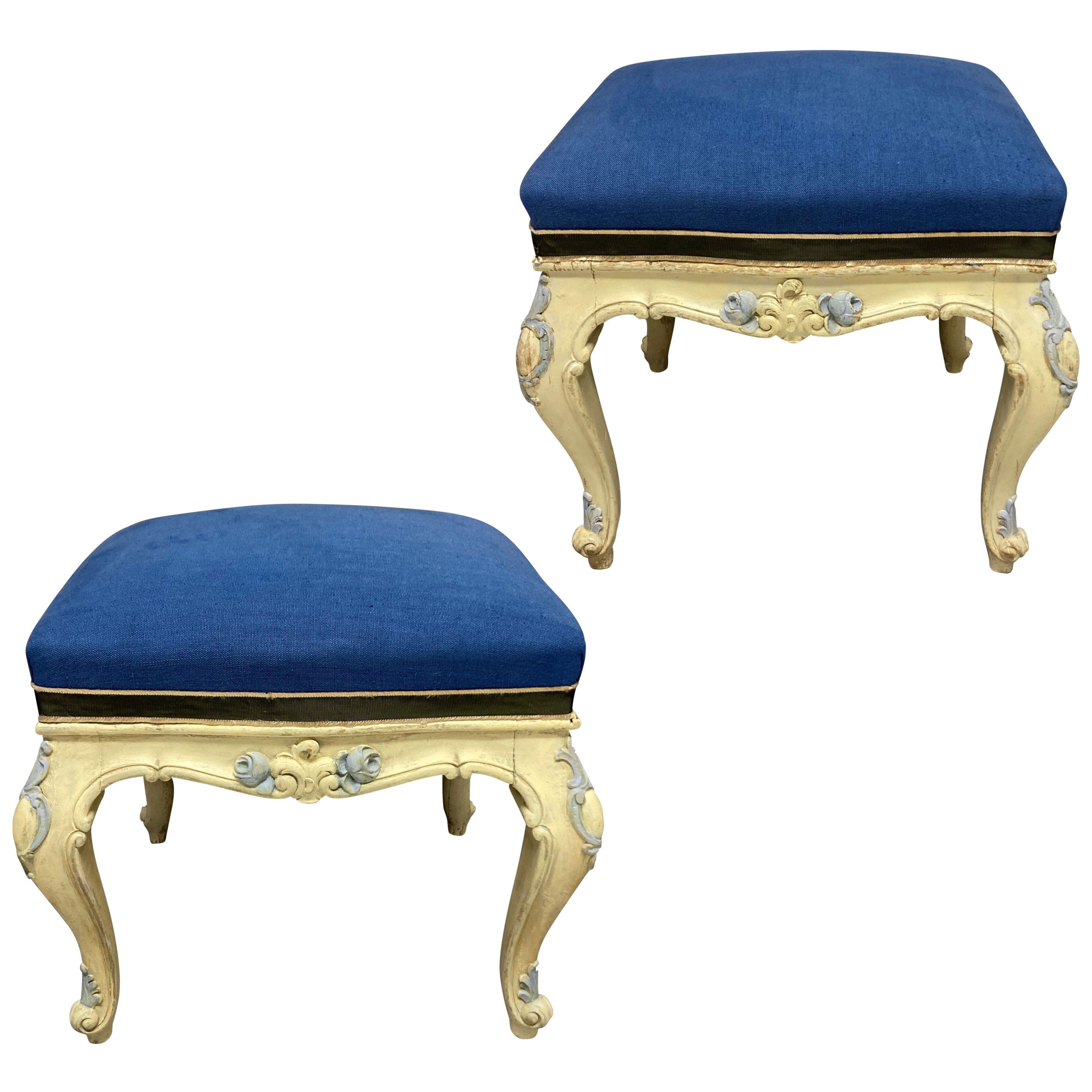 A PAIR OF PAINTED LOUIS XV STYLE STOOLS