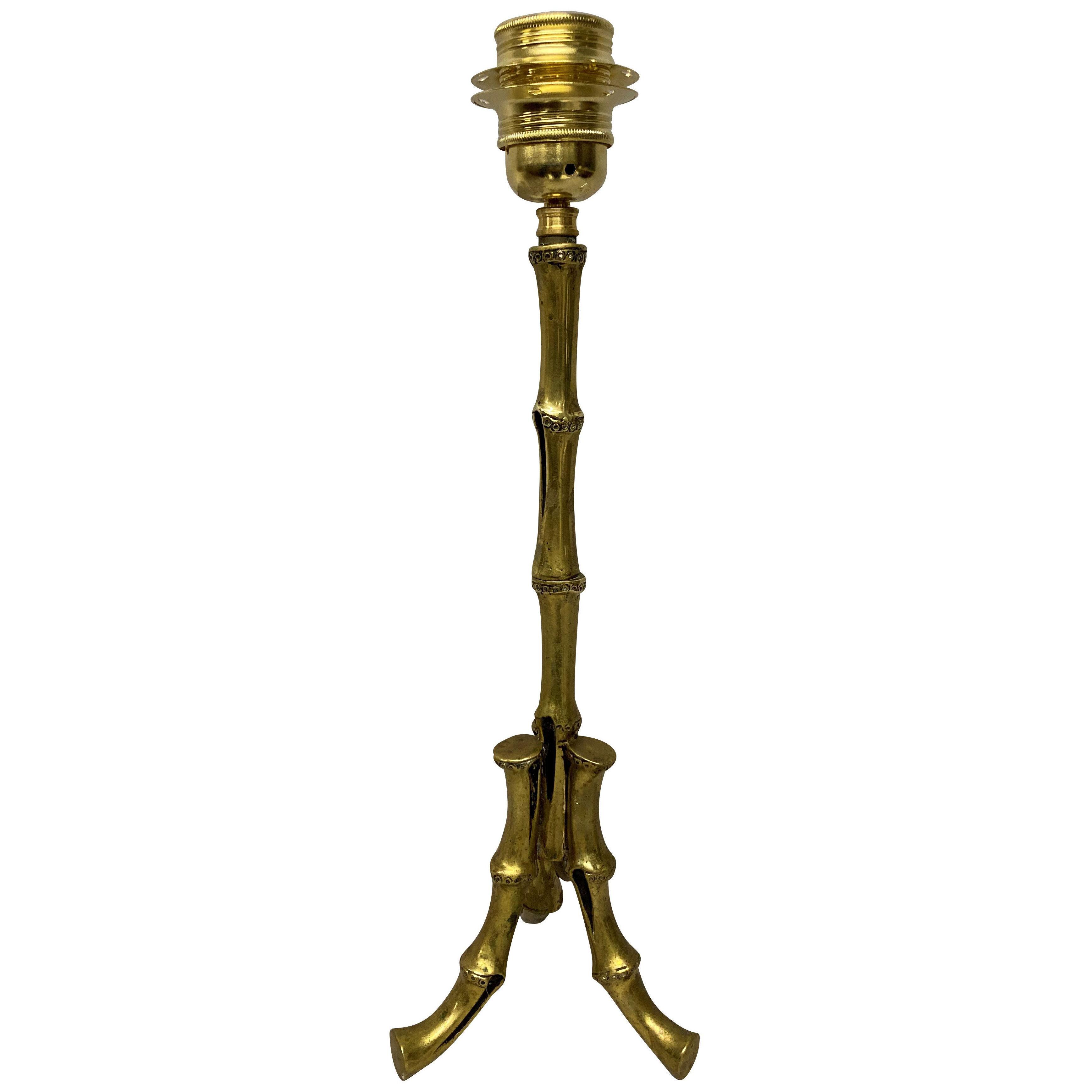 A MAISON BAGUES BRASS BAMBOO TABLE LAMP