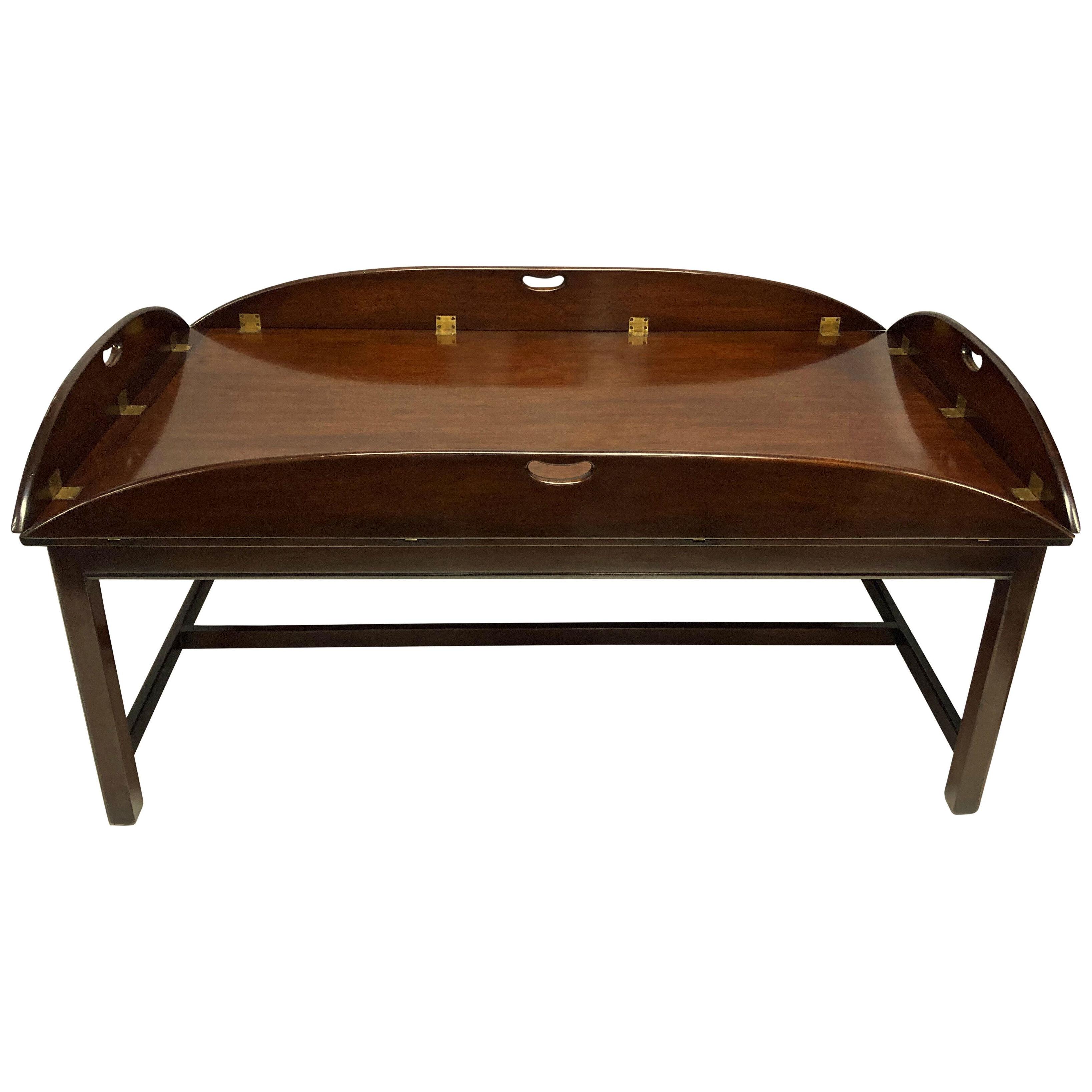 AN OVER-SCALE ENGLISH MAHOGANY BUTLERS OCCASIONAL TABLE