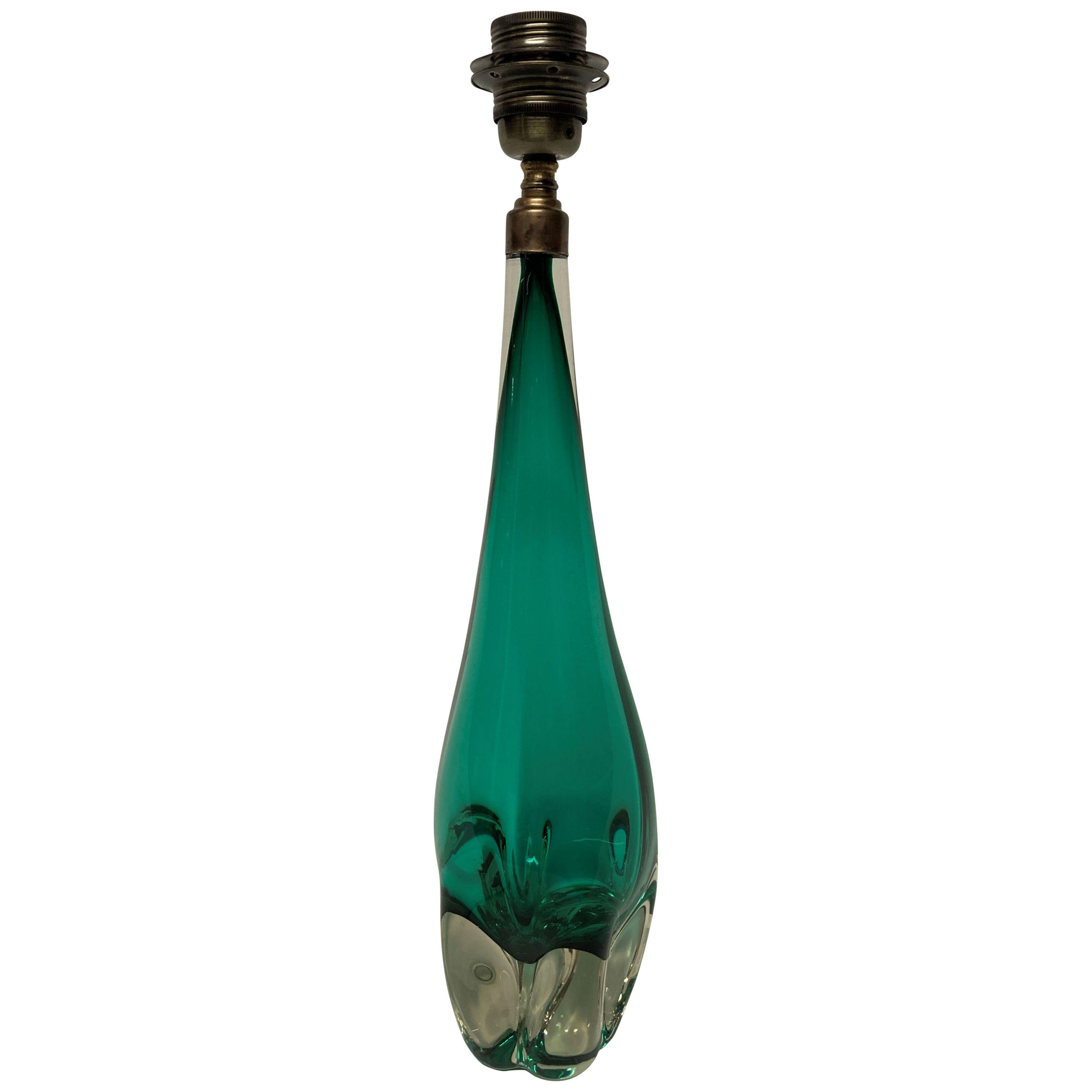 A MID-CENTURY VENTIAN GLASS LAMP IN GREEN