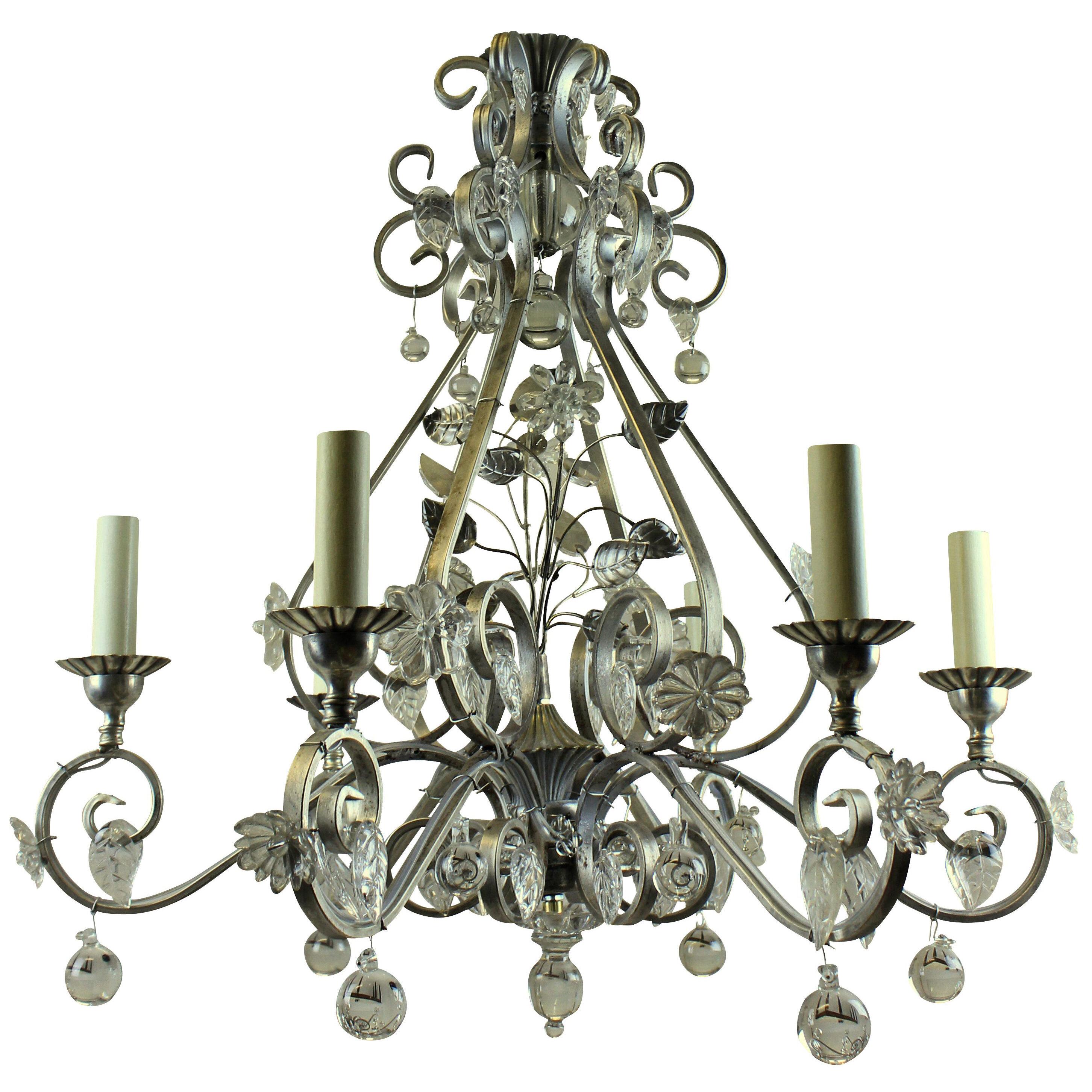A MID-CENTURY BAGUES STYLE CHANDELIER