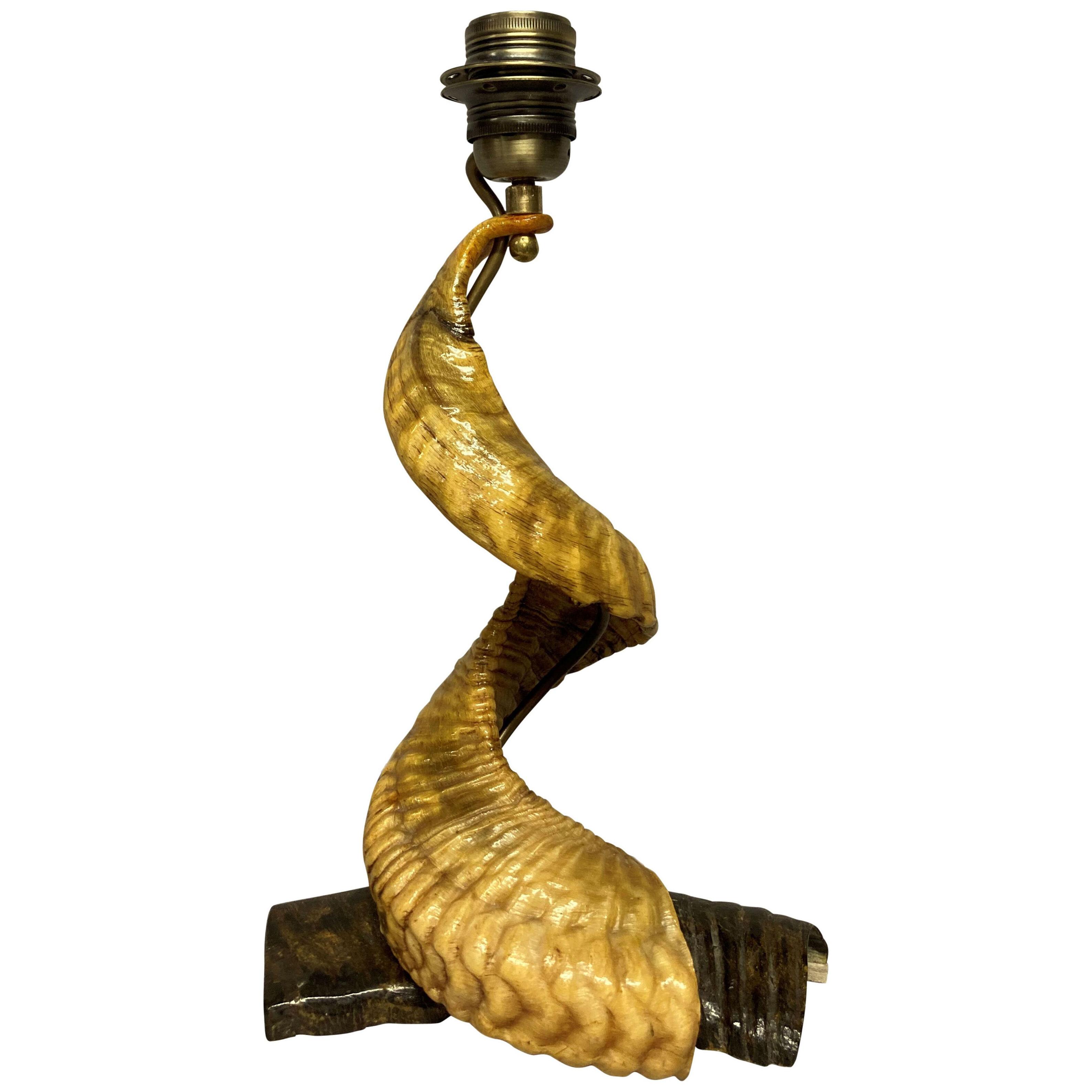 AN ENGLISH MID-CENTURY HORN LAMP